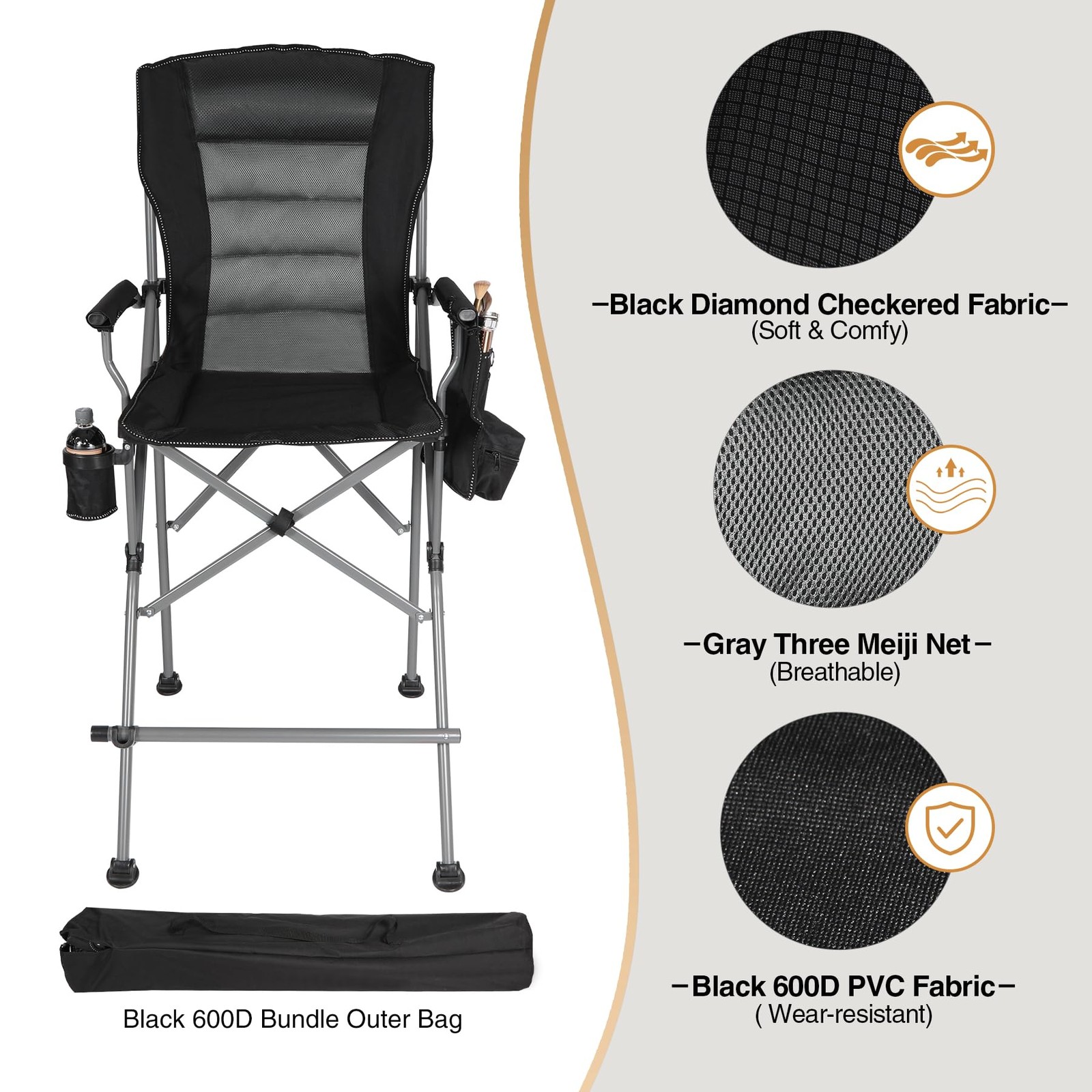 Best Extra Tall Folding Chairs for Adults 330lbs, Portable Bar Height Foldable