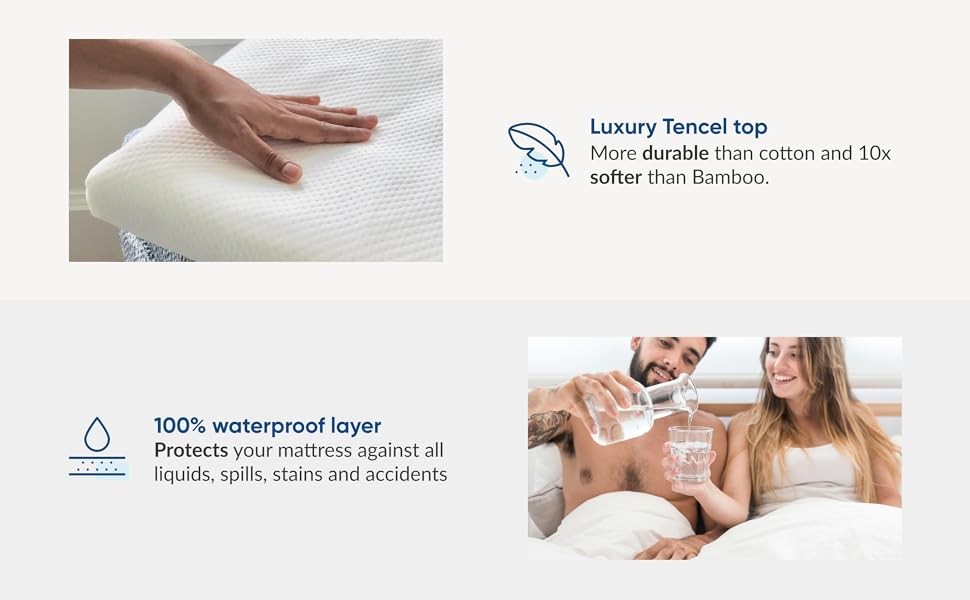 King Size Luxury Tencel Mattr Protector, Waterproof, Ultra Soft,