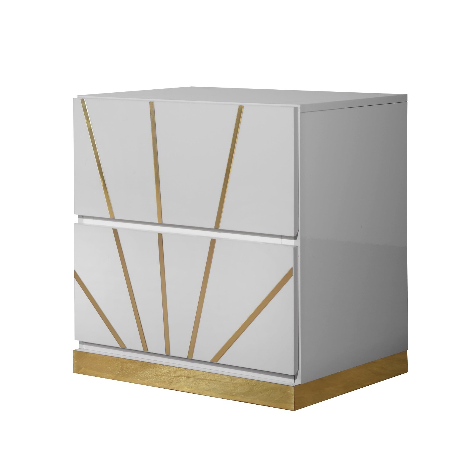 NEW 5PC Modern Italian LED Queen King Gloss White Gold Bedroom Set Bed/D/M/N/C