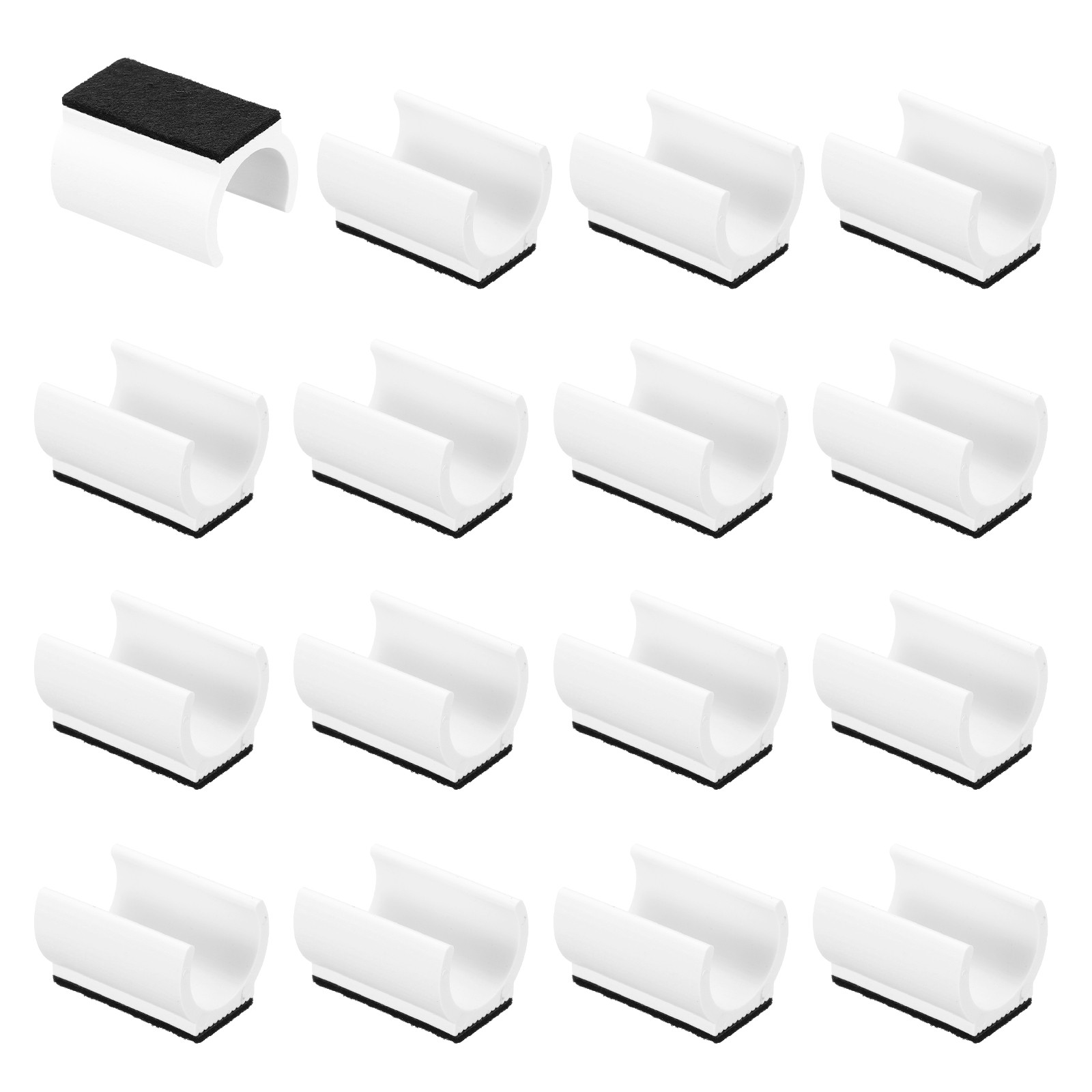 16pcs U Chair Leg Caps 25mm U Shaped Chair Leg Floor Protector Rectangle White