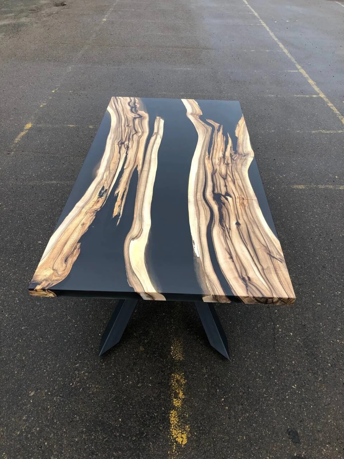 48″ x 24″ Walnut Conference Table | Black Epoxy Wood Dining Table | Custom top