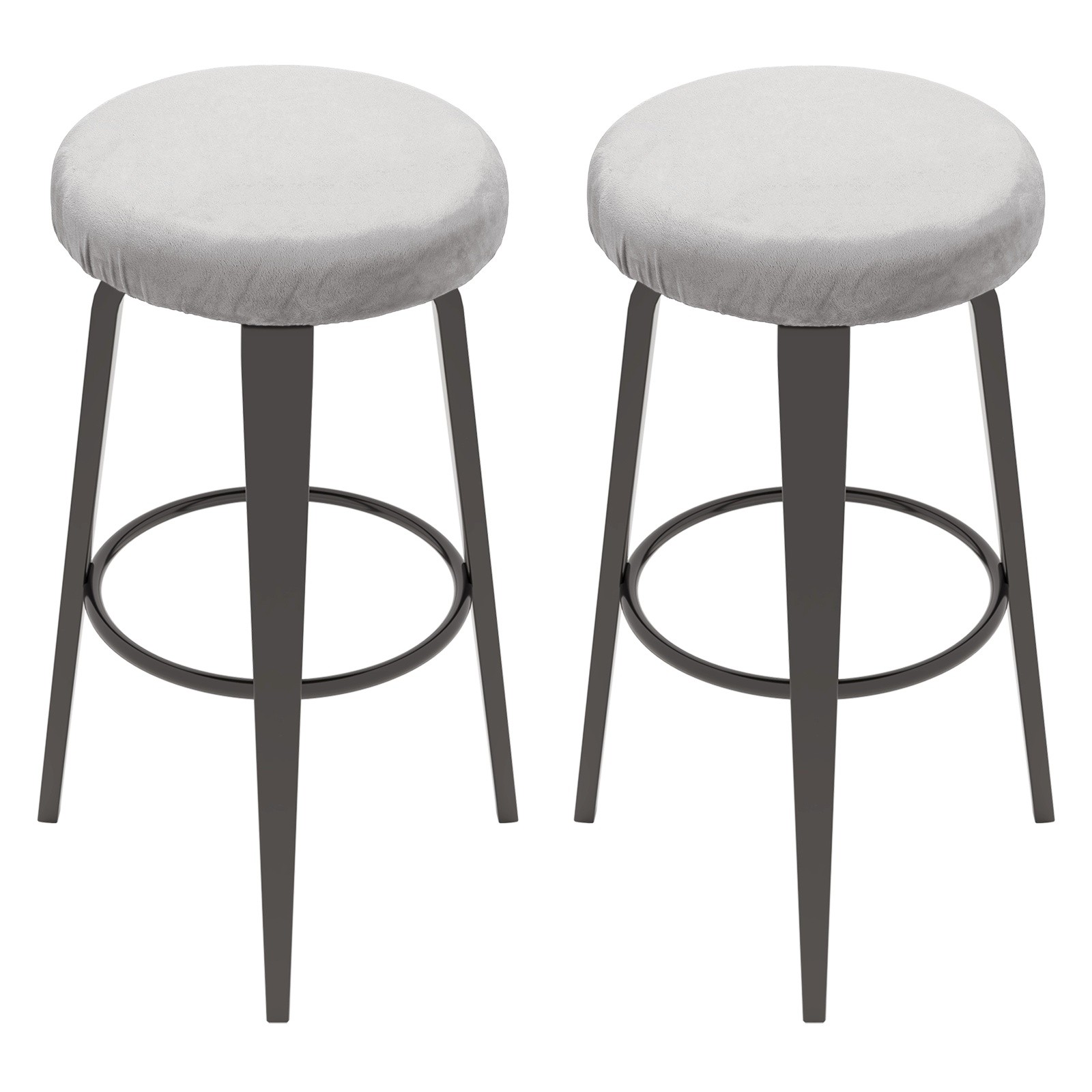 2 pcs for stool covers, round covers 14-18 cm with elastic, grey