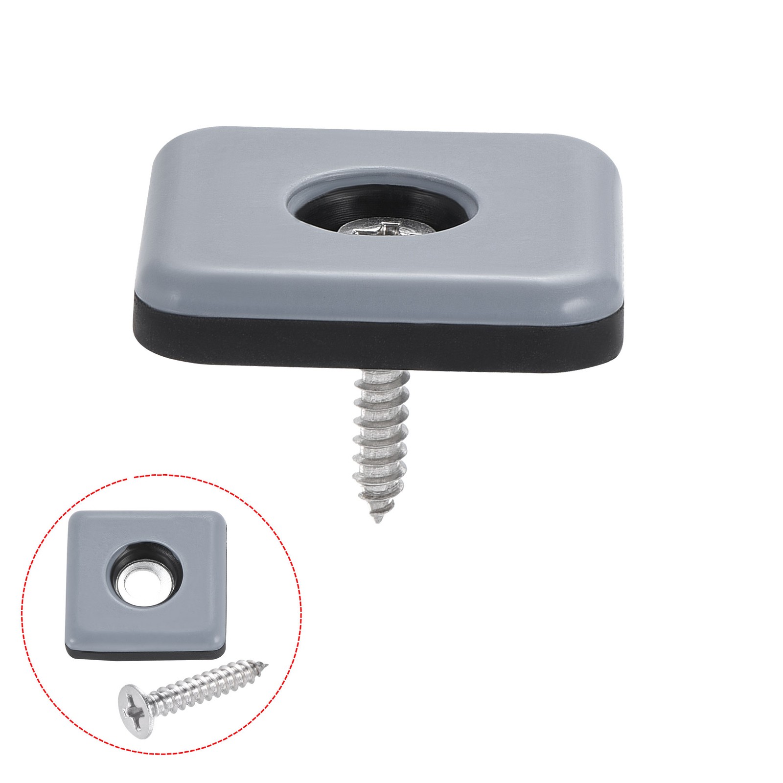 30x30x5.5mm Furniture Feet Slider Glide Screw-in Chair Leg Protector PTFE 8pcs