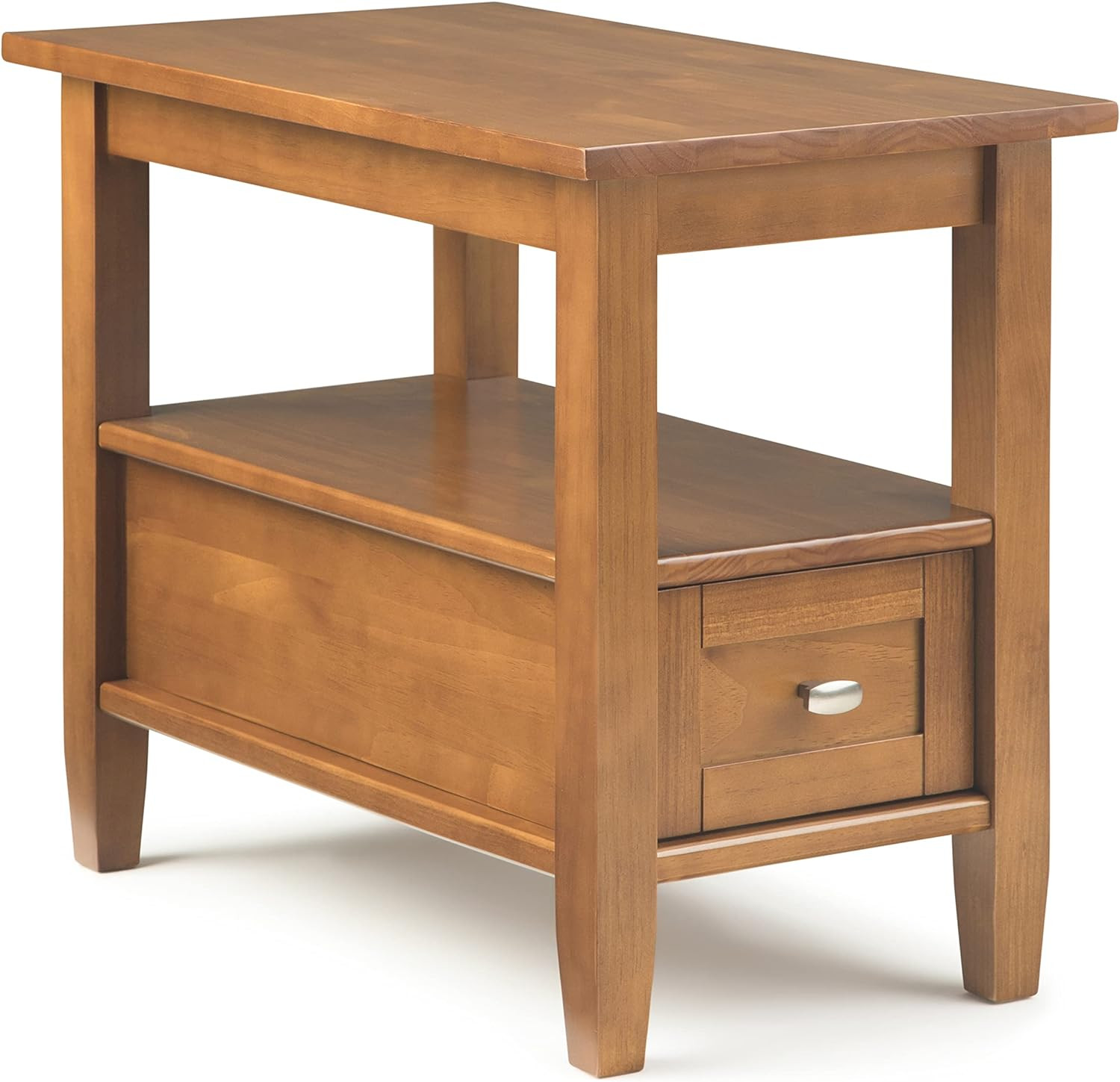 Transitional 14″ Solid Wood Side Table in Light Golden Brown for Living Room