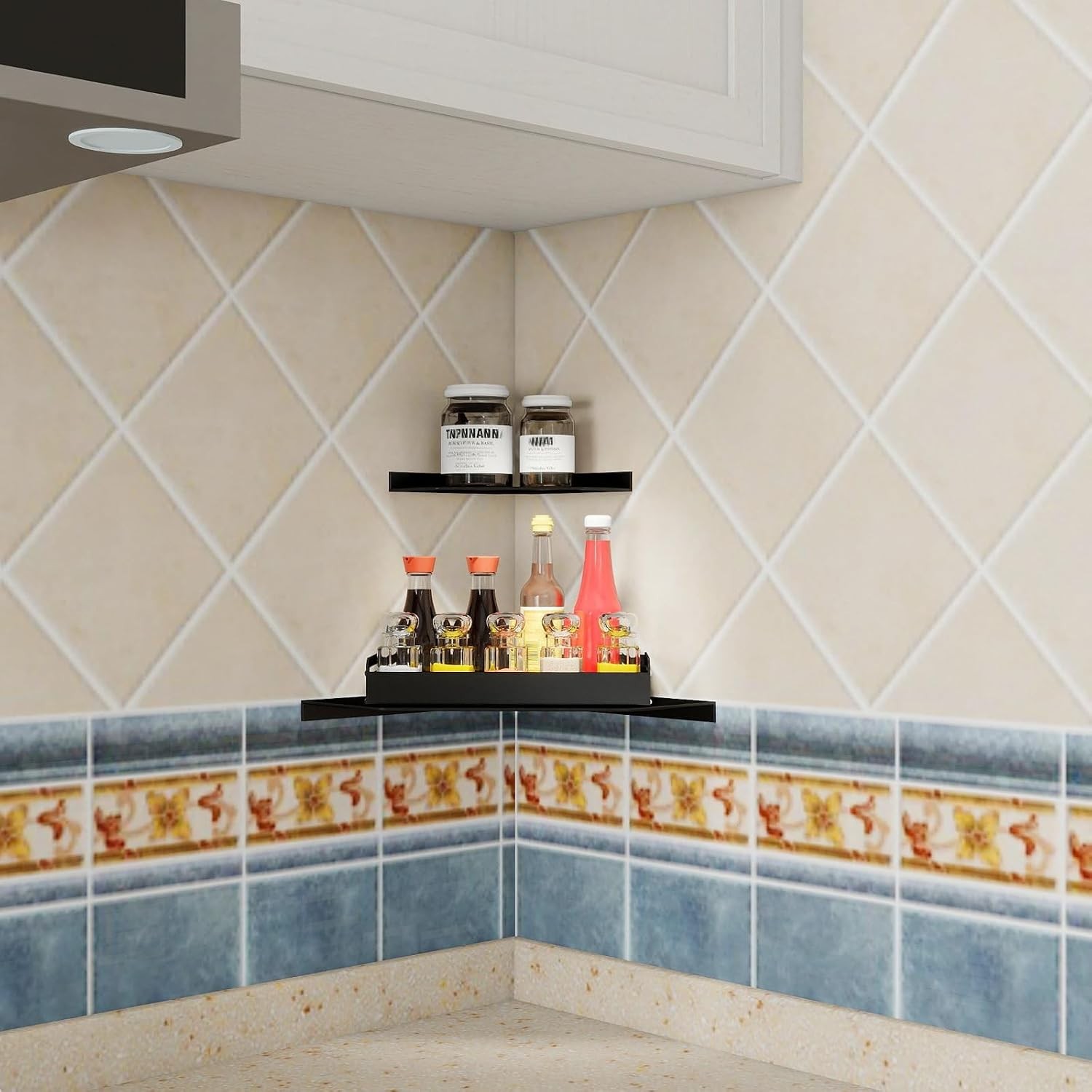 Corner Shelf Wall Mounted, Black Corner Shelf, Shower Shelf, Floating Corner