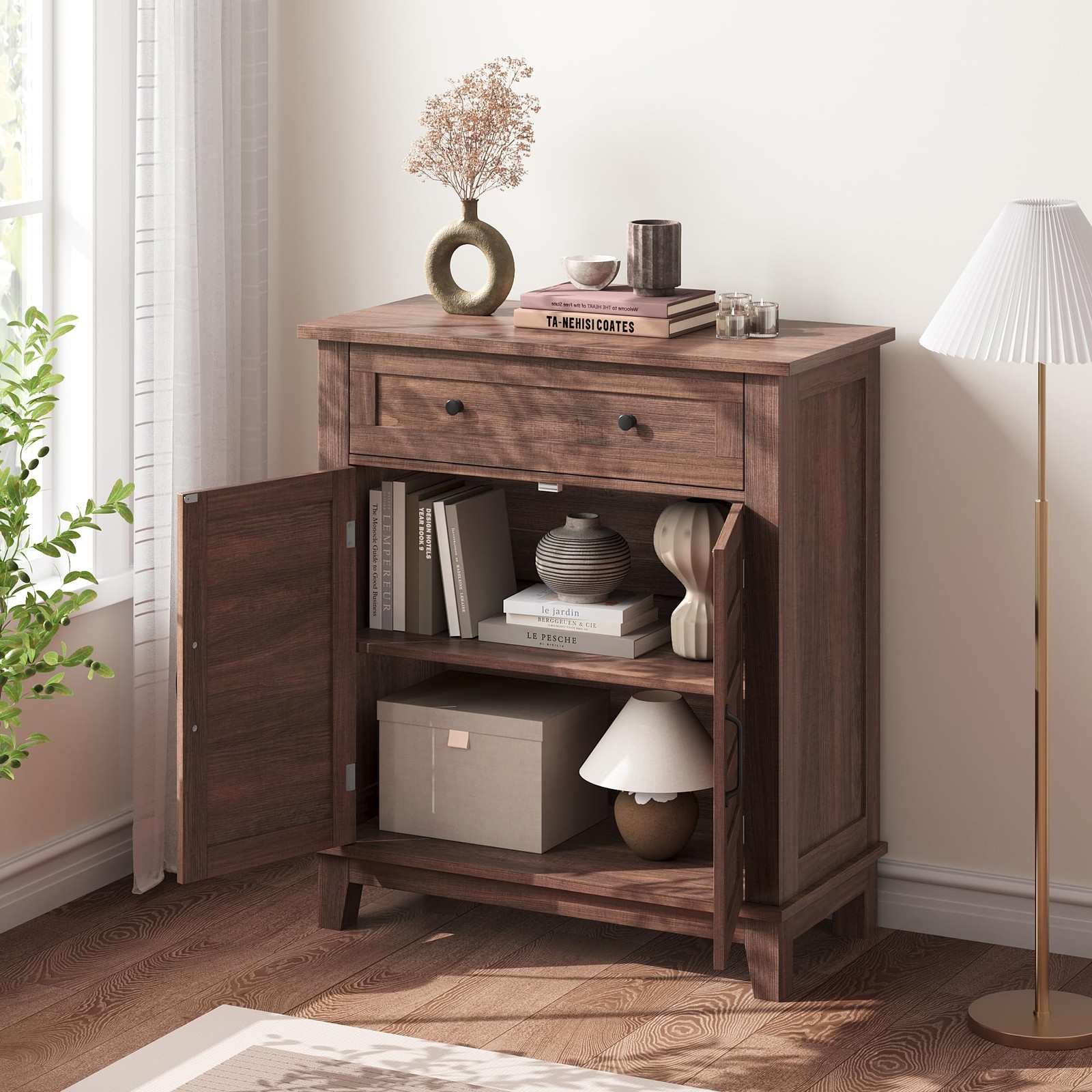31.5 in 3-Tier Storage Cabinet Farmhouse Entryway Organizer for Kitchen Home