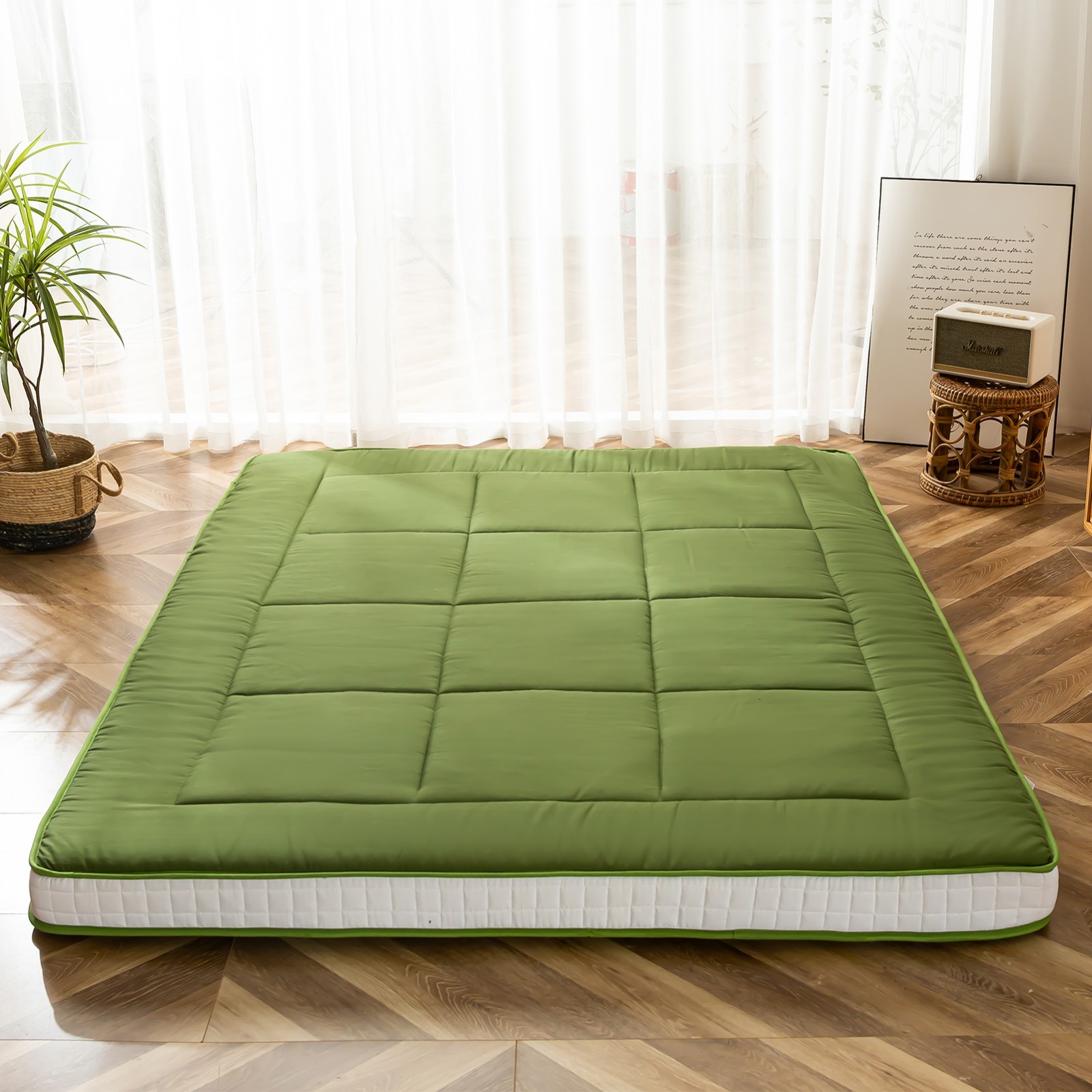 MAXYOYO Padded Japanese Floor Mattress Quilted Bed Mattress Topper