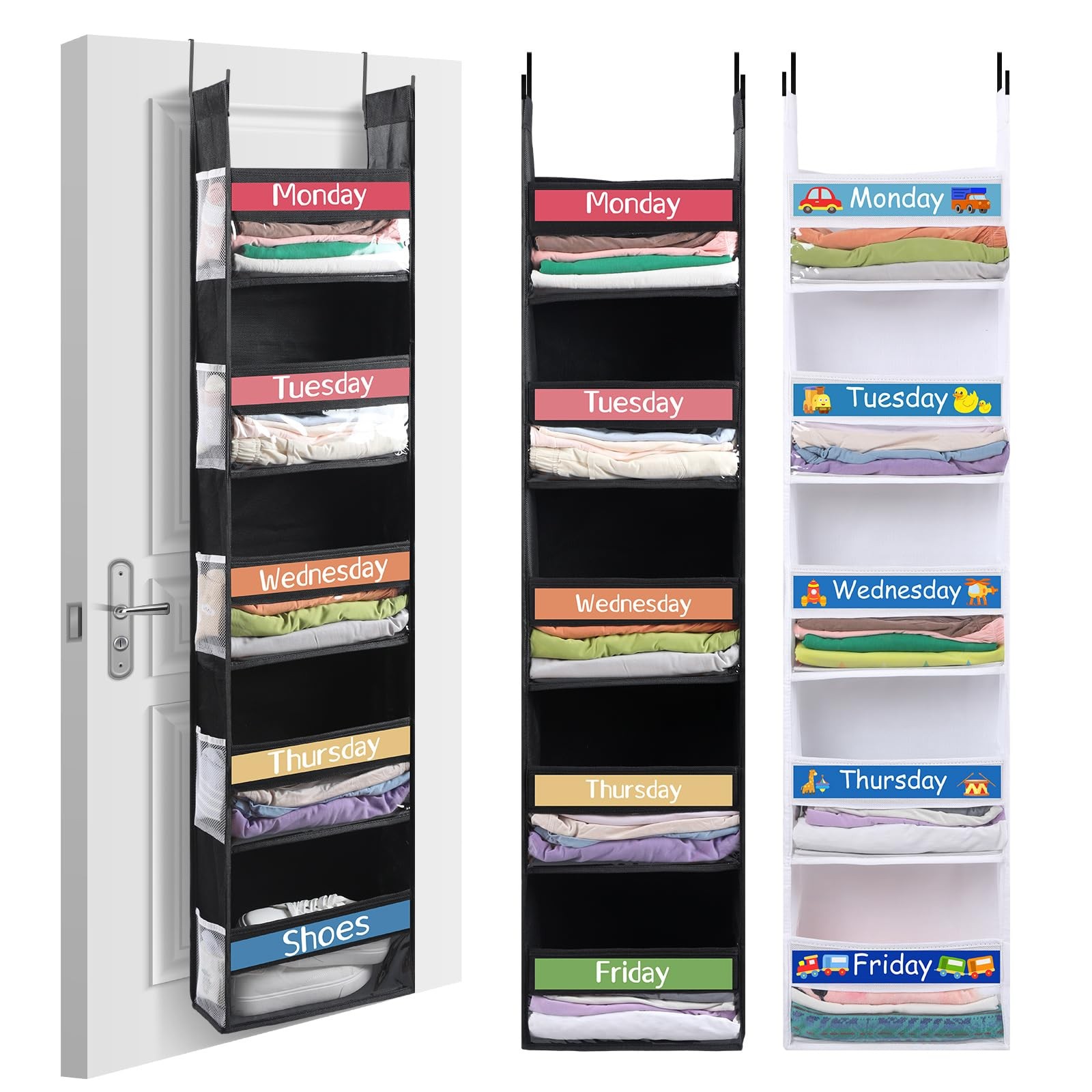 Yoojahow 2 Pack 5 Shelf Organizer Black White