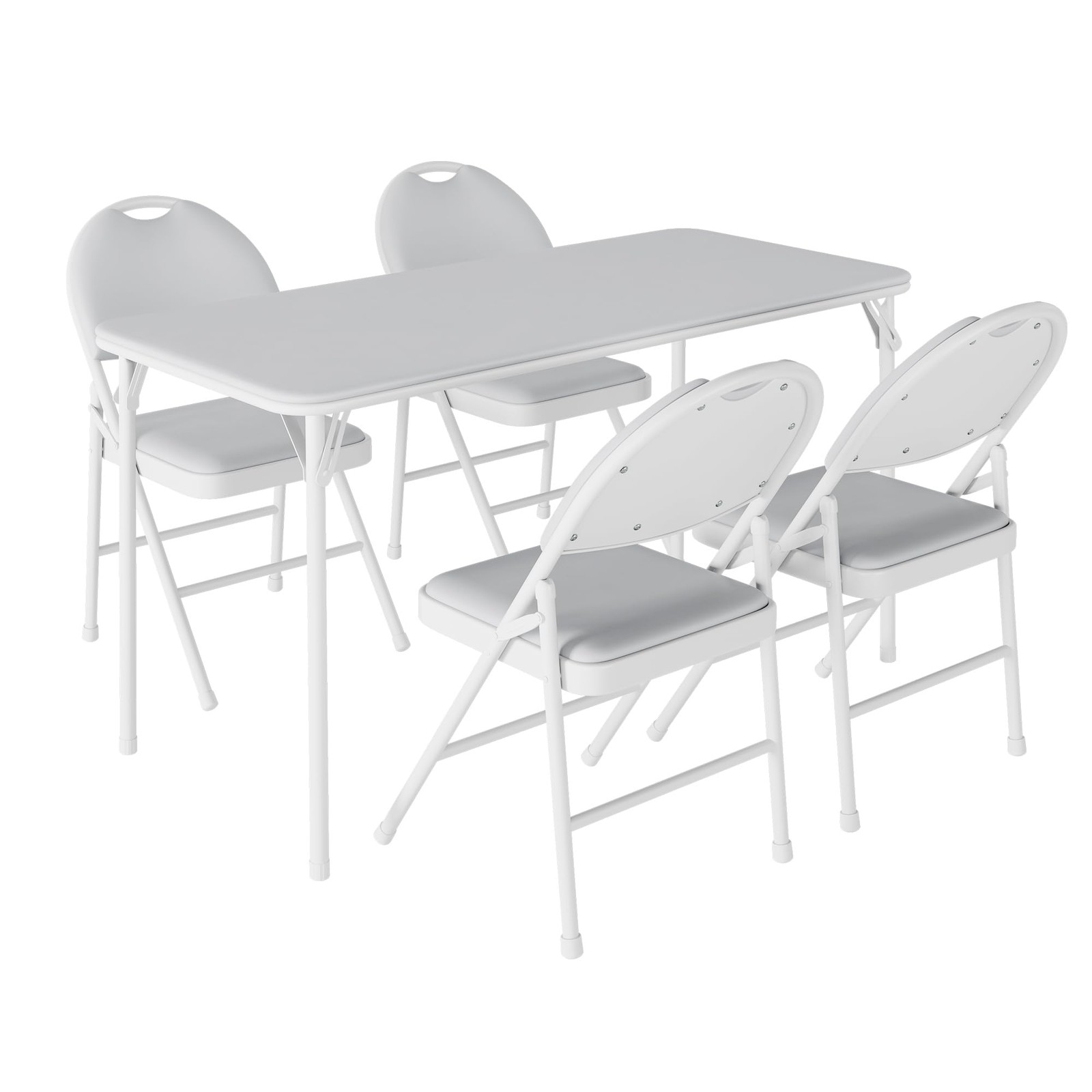 Folding Table and Chairs ,5pcs Card Table & Upholstered Chair Set w/ Metal Legs