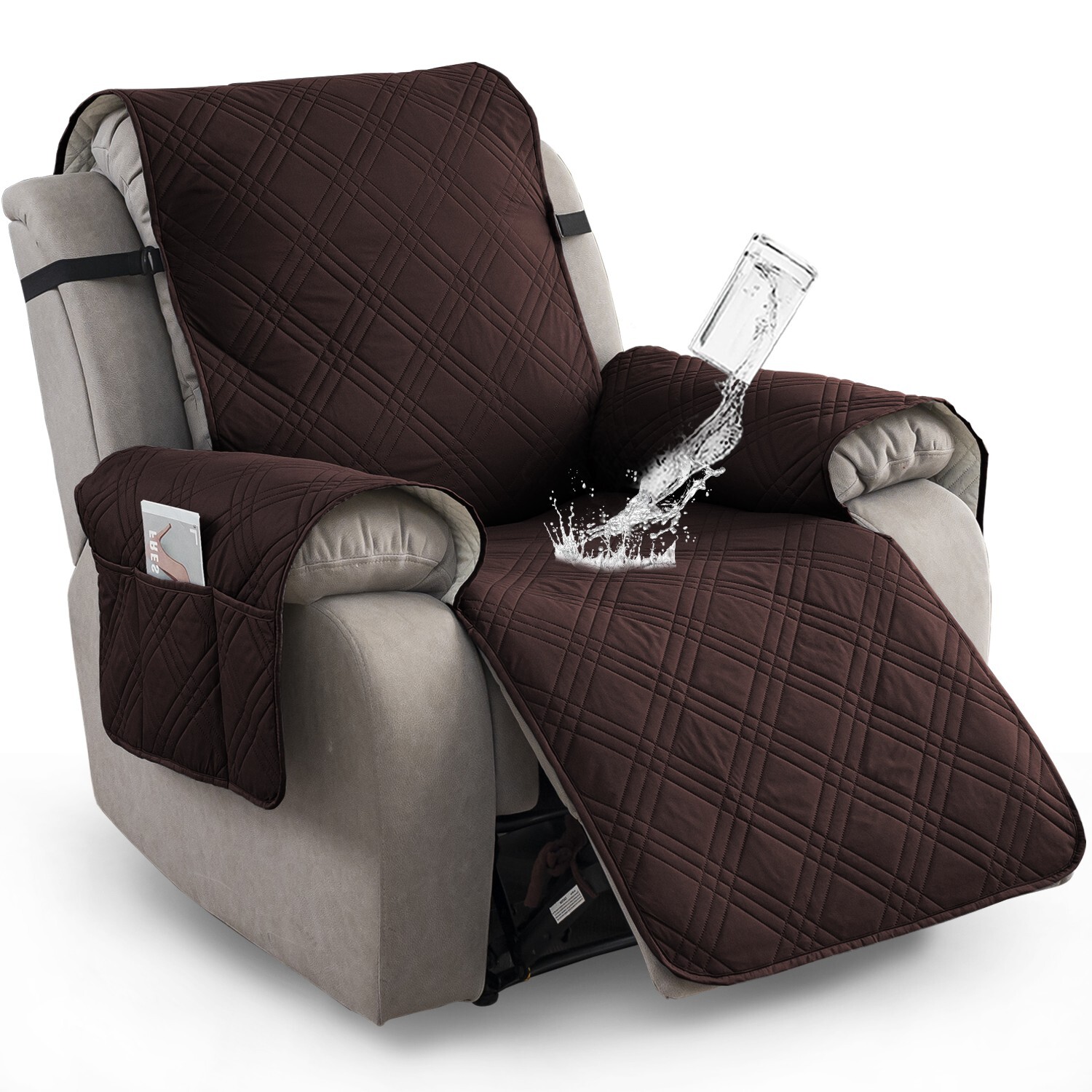 100% waterproof non-slip recliner cover, pockets, furniture protection trim