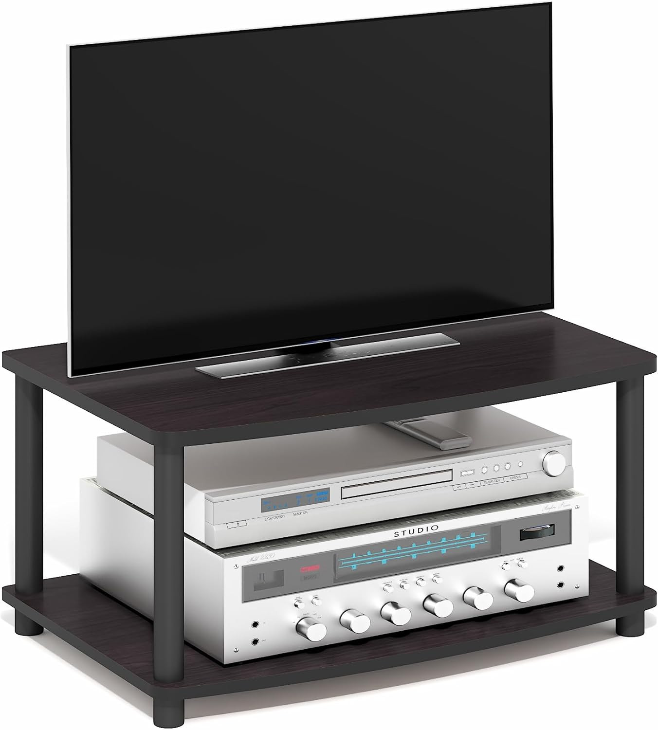 TURN-N-TUBE TV Riser Stand, 2-Tier Small Elevated No Tools TV Stand, TV Console