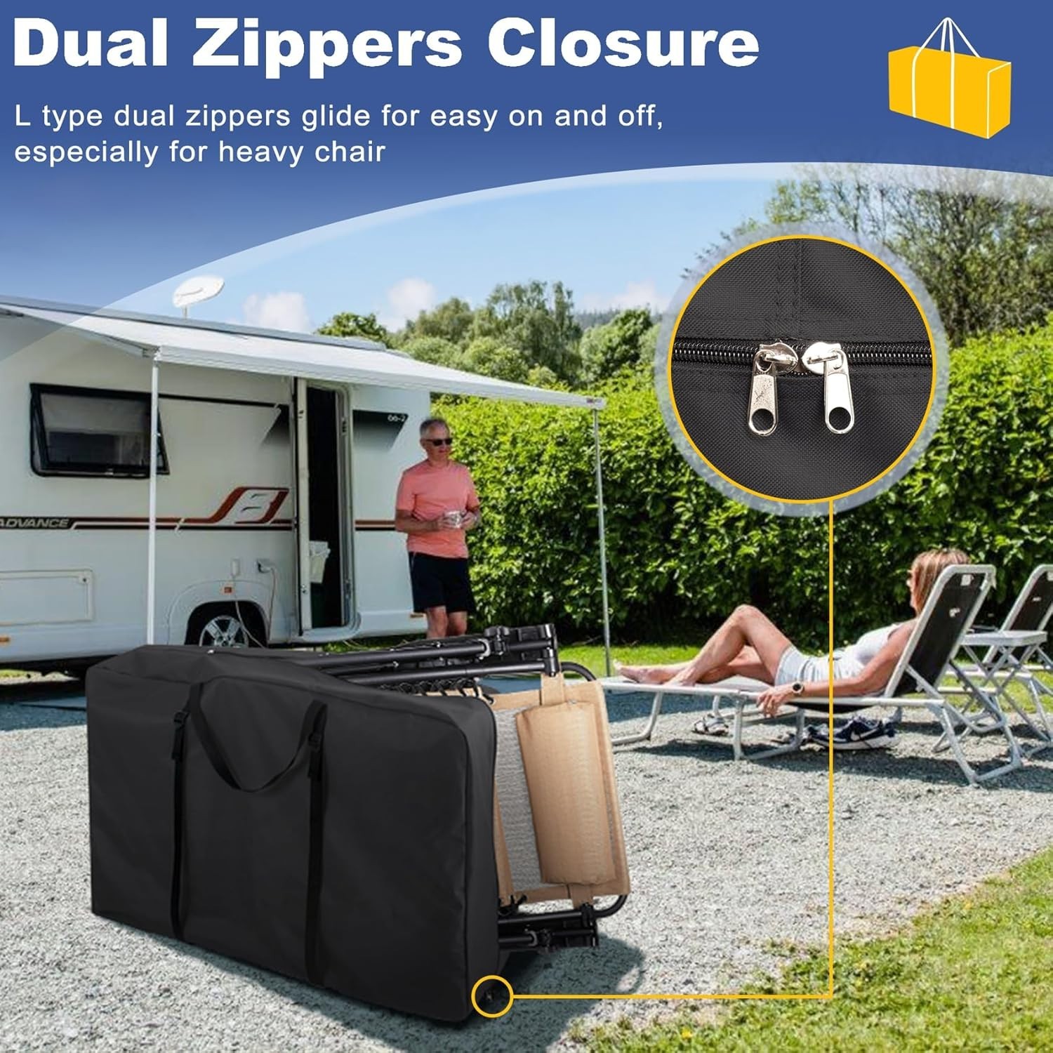 Folding Lounge Chair Storage Bags – 2 Pack, Heavy Duty with Easy Carry Straps