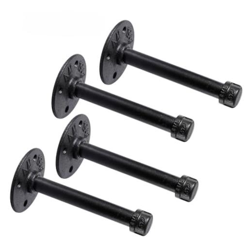 1/2″ Industrial Black Iron Pipe Shelf Brackets, Rustic Wall Mounted 6 Inch 4.0