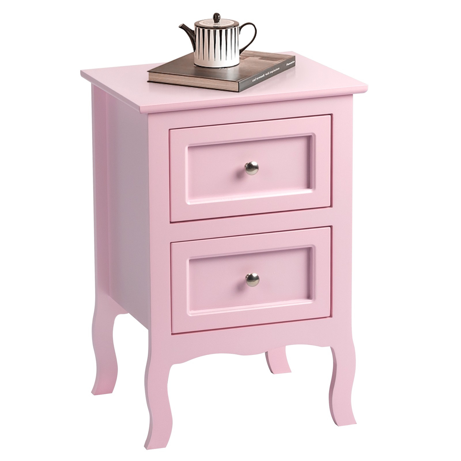 MDF Spray Paint 40*30*60cm Two-drawer Bedside Table Pastoral Style 1pc