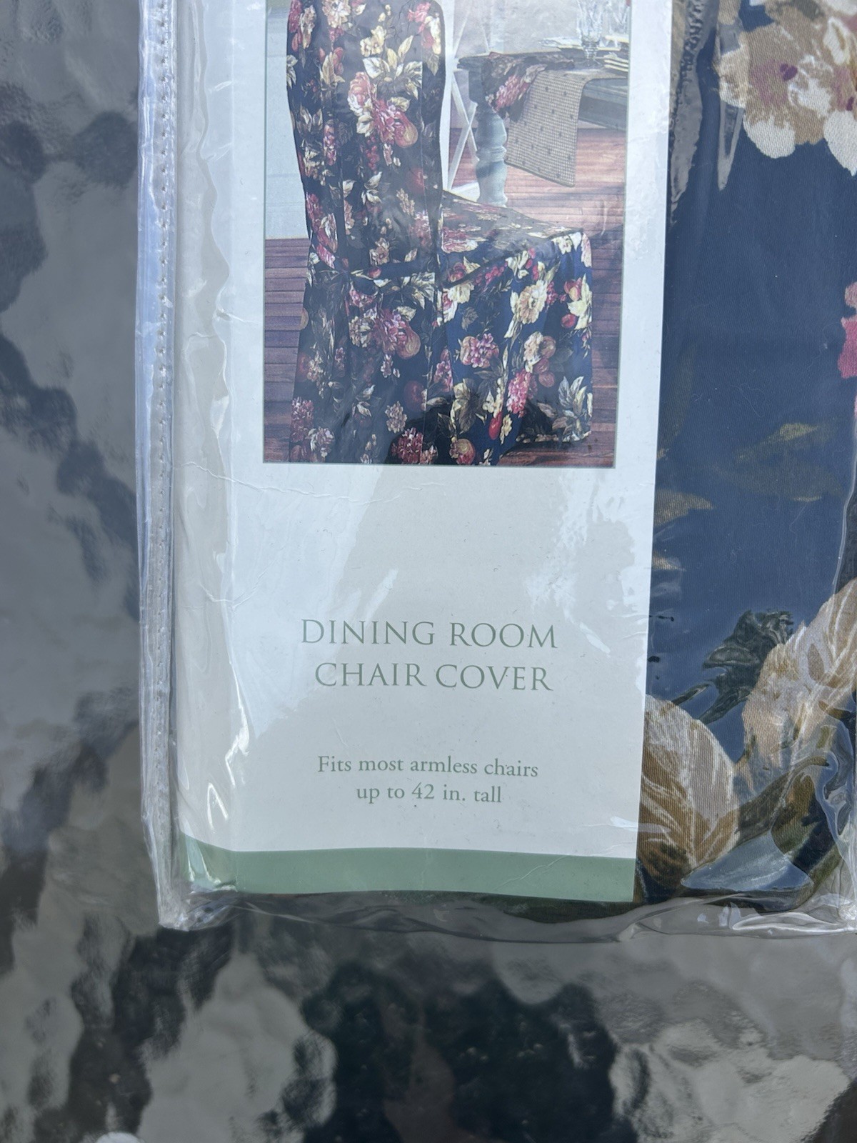 Waverly Garden Room Dining Room Chair Cover Black Floral Fits Most Up To 42 In