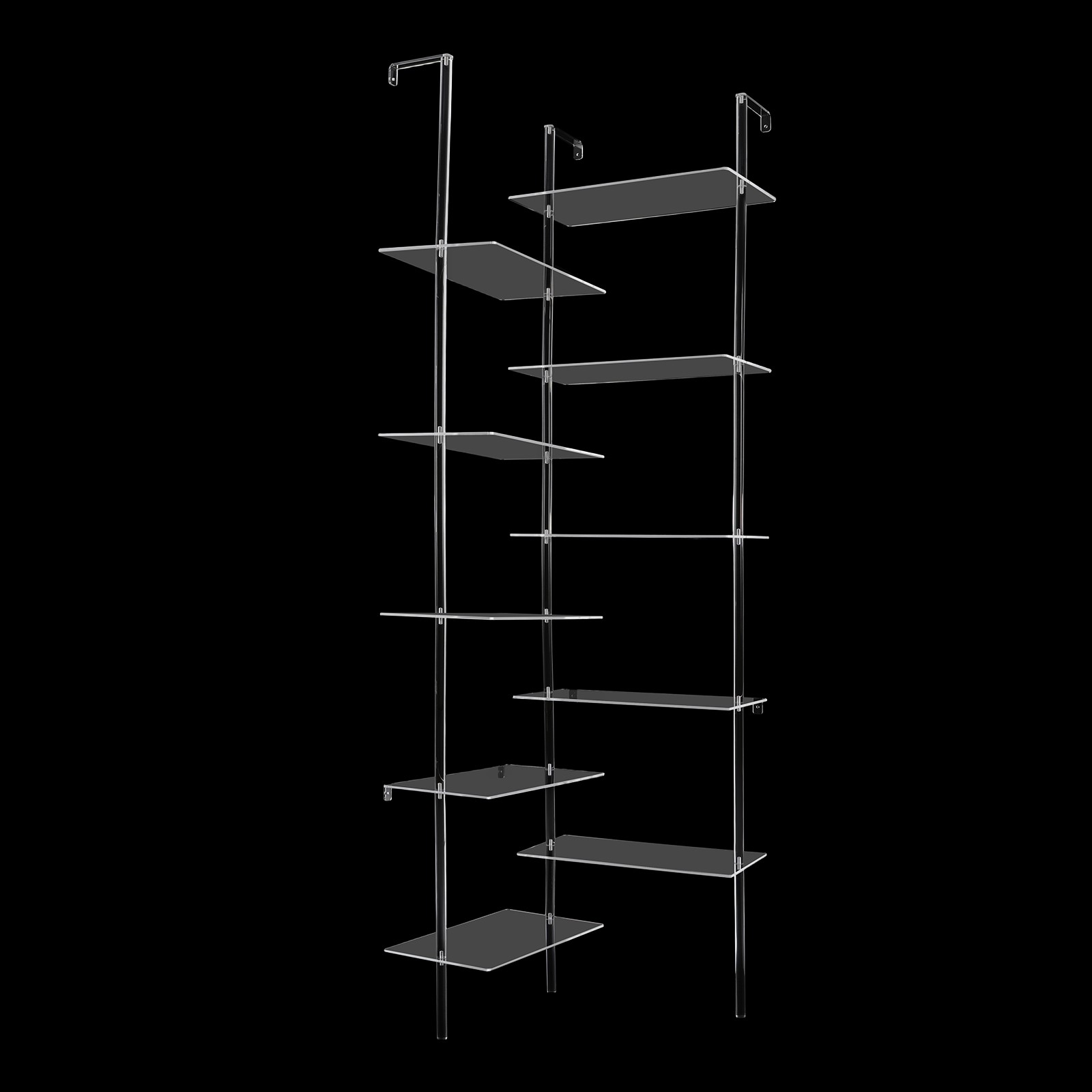 5-tier Corner Acrylic Geometric Shelf Rack, Bookshelf For Living Room Bathroom