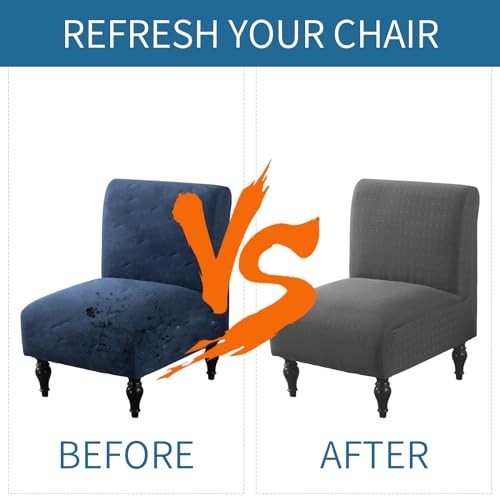 LavishCover Armless Accent Chairs Covers, Thick Armless Recliner 1pc Darkgrey