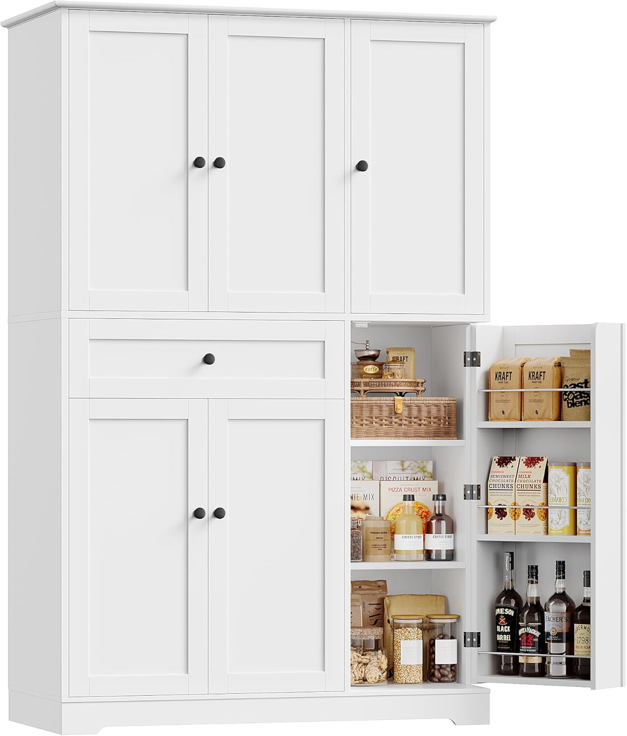 HOSTACK 68″ Tall Kitchen Pantry Storage Cabinet, Modern Kitchen Hutch Cabinet wi
