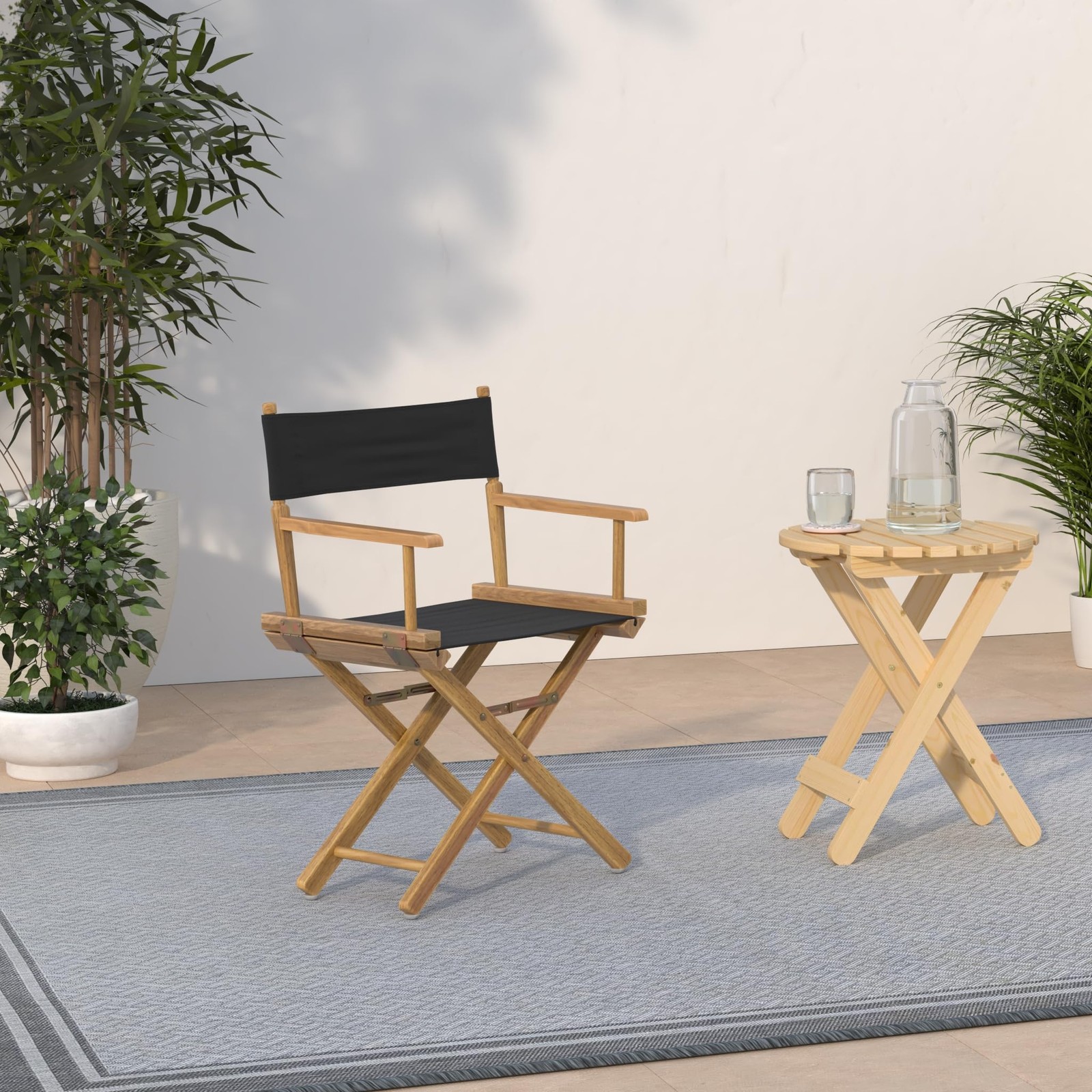 Casual Home 18 Directors Chair Natural Frame Black Canvas