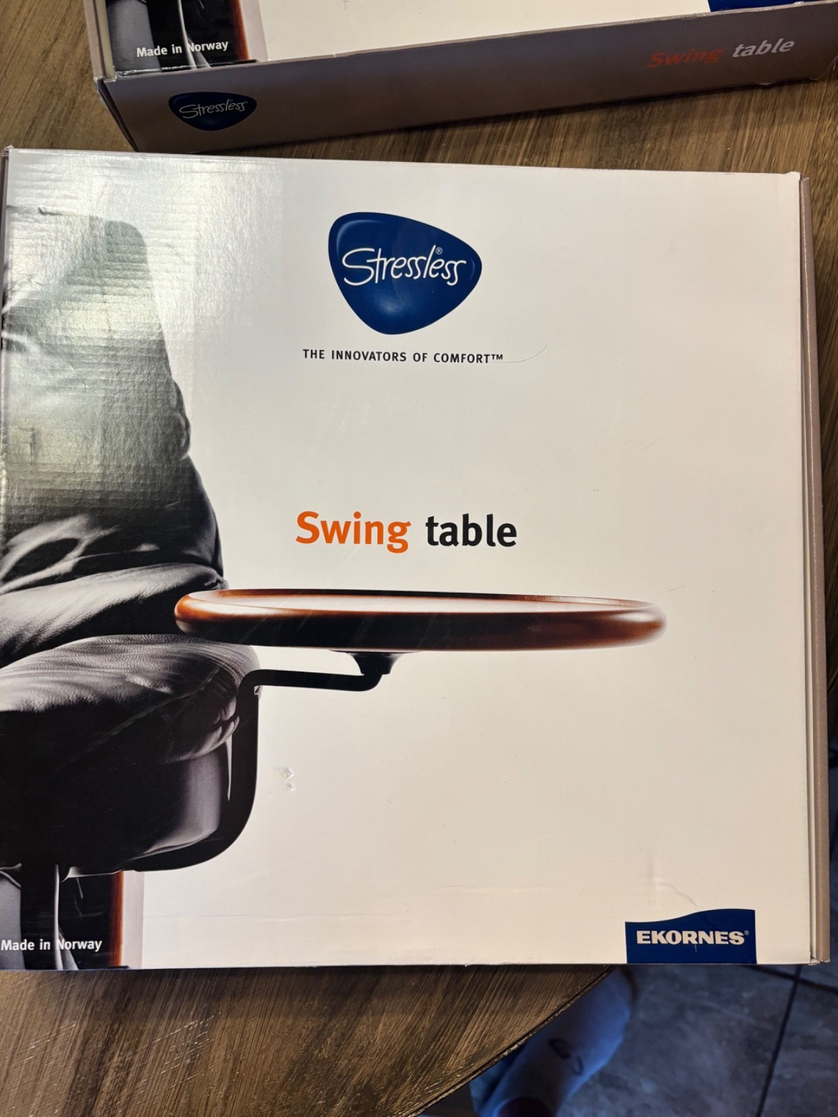 Ekornes Stressless Comfort Swing Table Mahogany Stain Made In Norway Open Box
