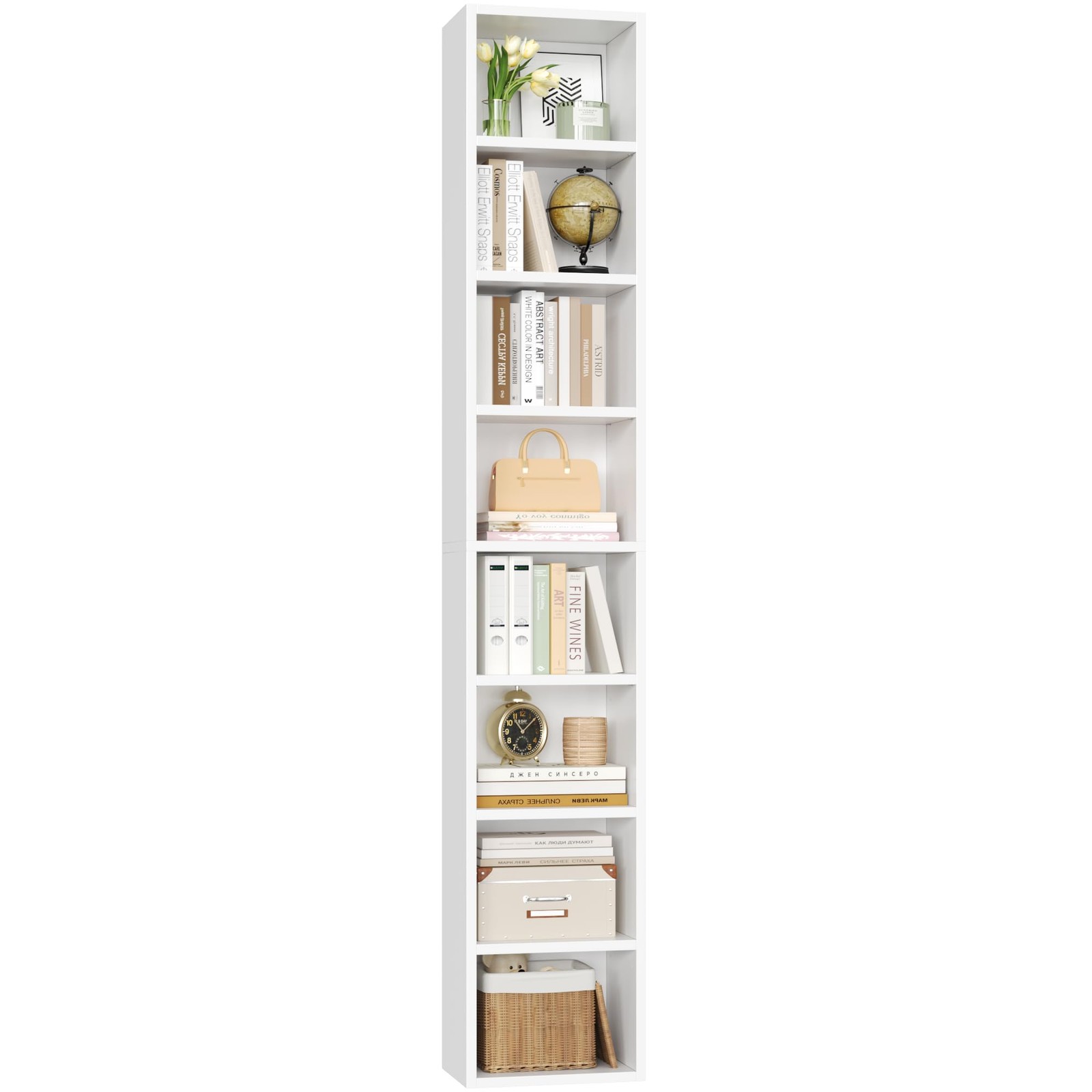 FOTOSOK 8-Tier Media Tower Rack, 11.6 X 9.3 X 70.9 Inches CD DVD Slim Storage Ca