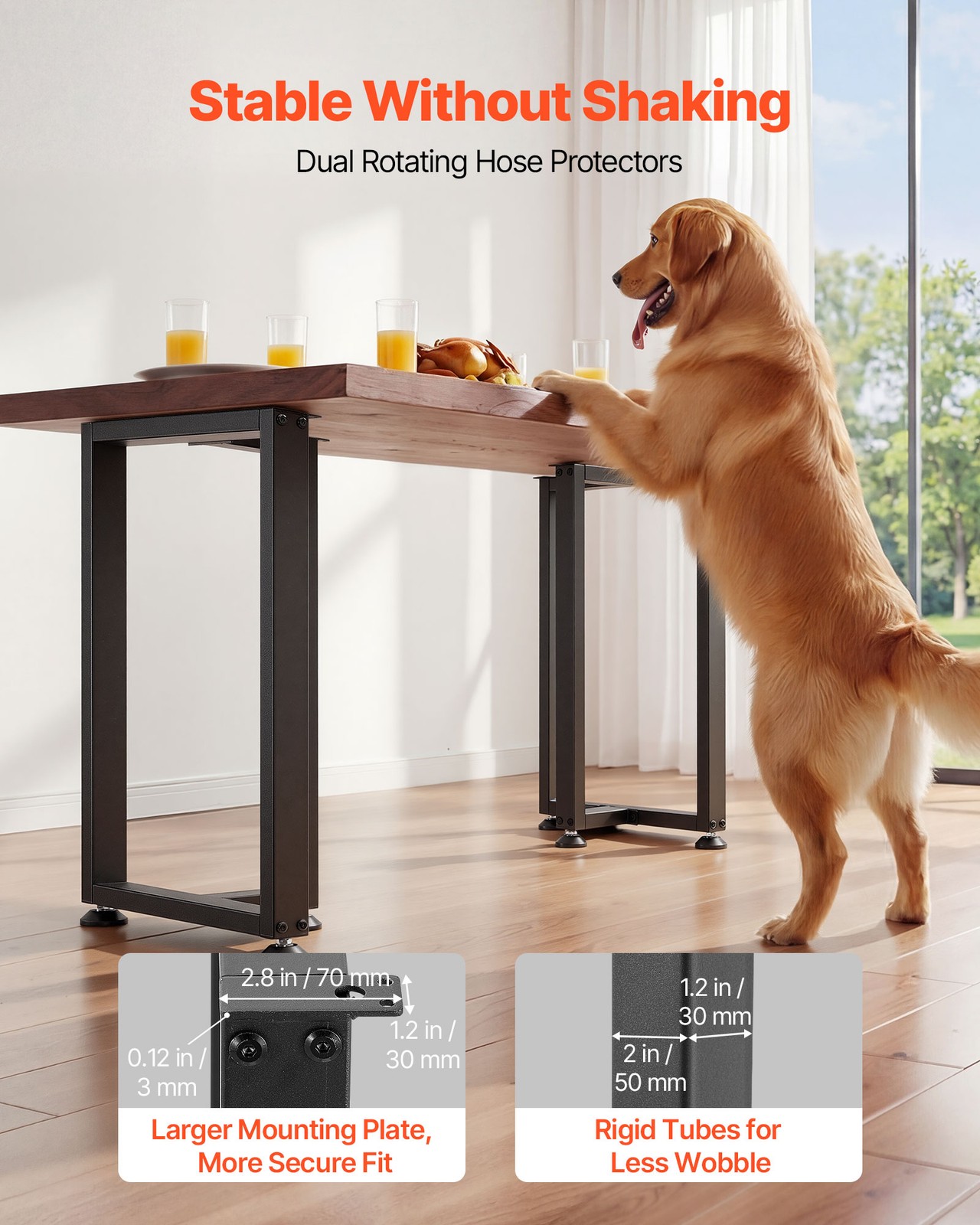 VEVOR Steel Table Legs 29.1 x 17.7 in T Shape 2204 lbs Heavy Duty Set of 2 Black