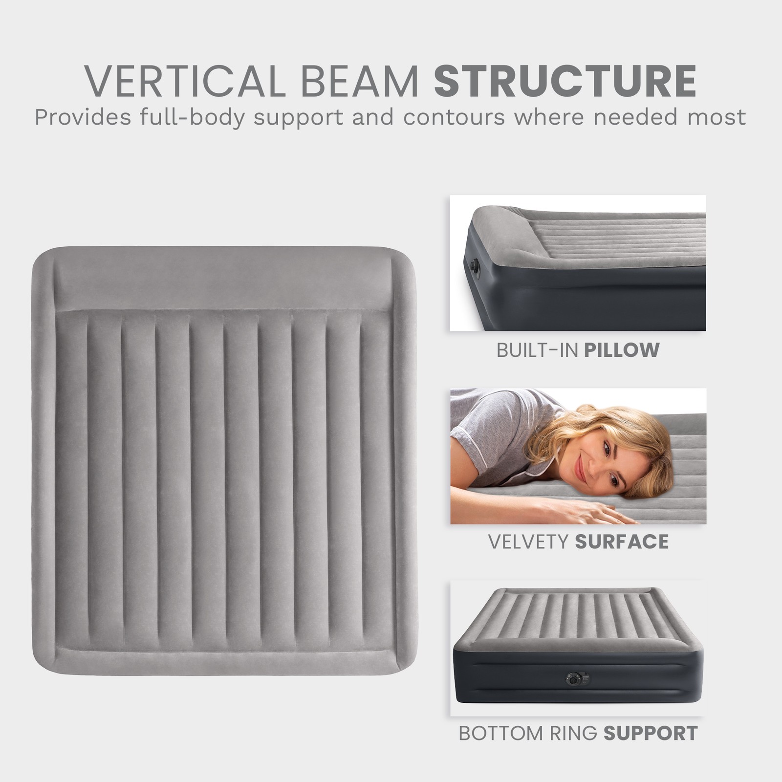 Intex Dura Beam Deluxe Raised Blow Up Air Mattress Bed with Built In Pump, King