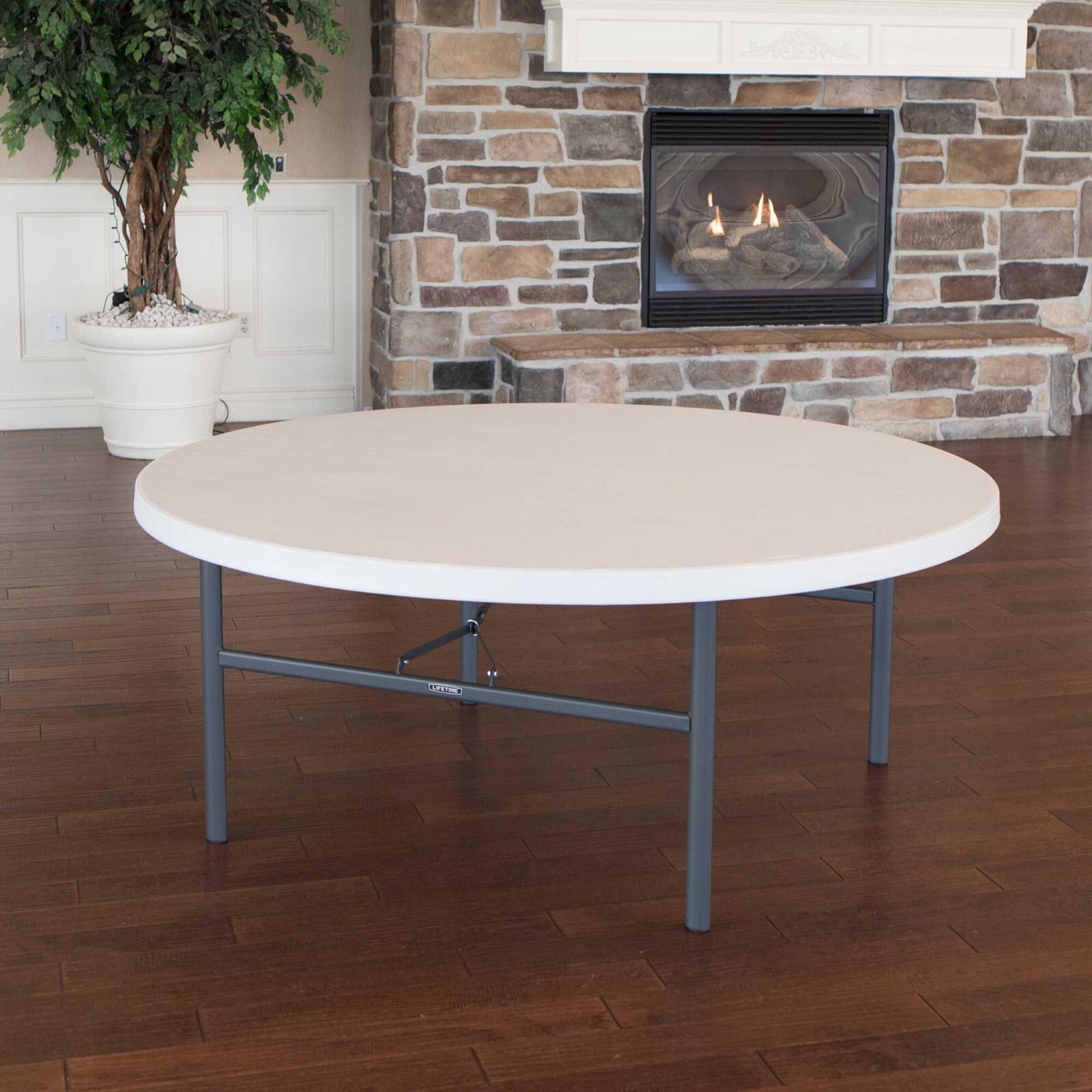 Lifetime 72-Inch Round Folding Table 22673 White Granite Commercial Heavy Duty