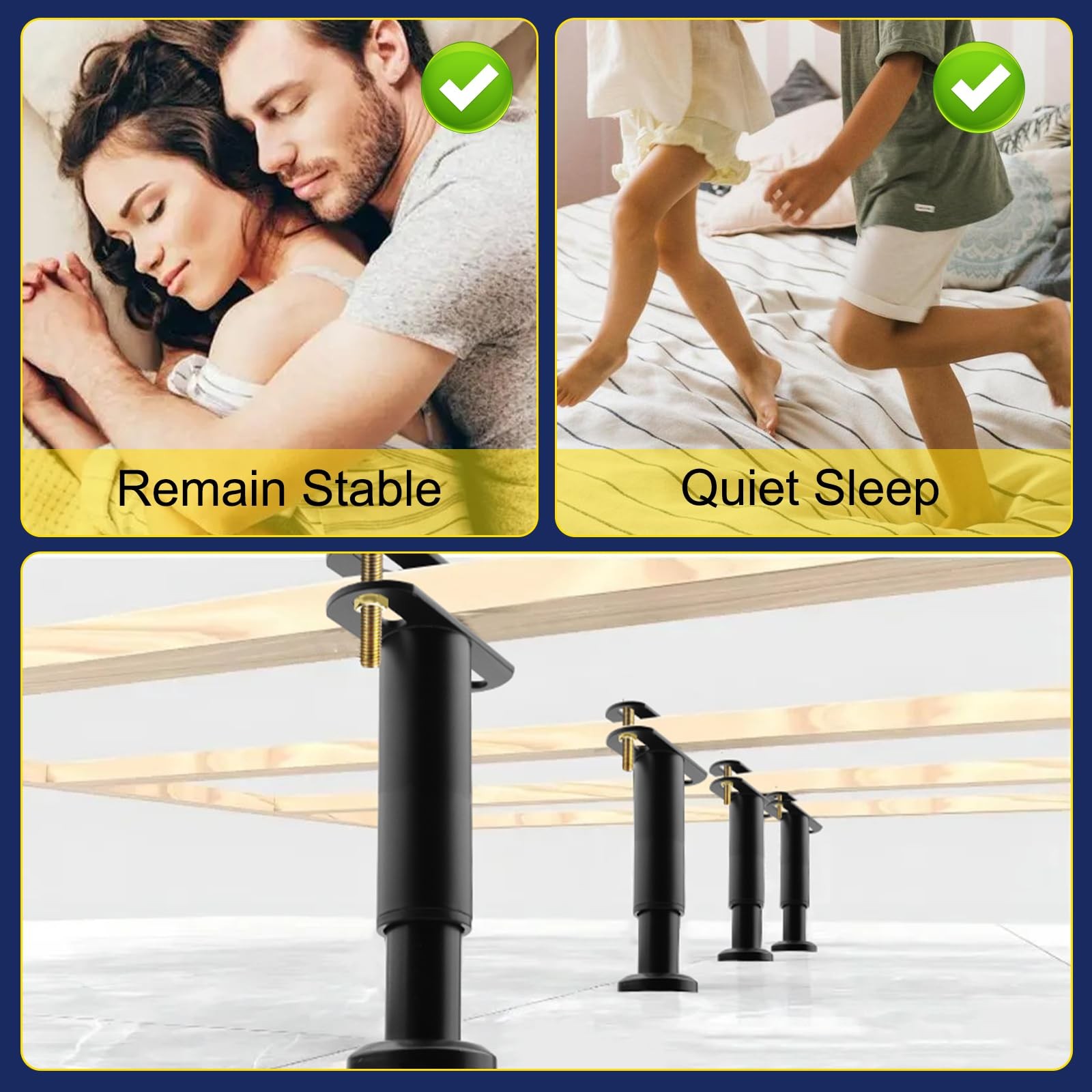 Adjustable Height Bed Support Legs 7.08-12.2 Inch 1000 LB Load – Set of 4