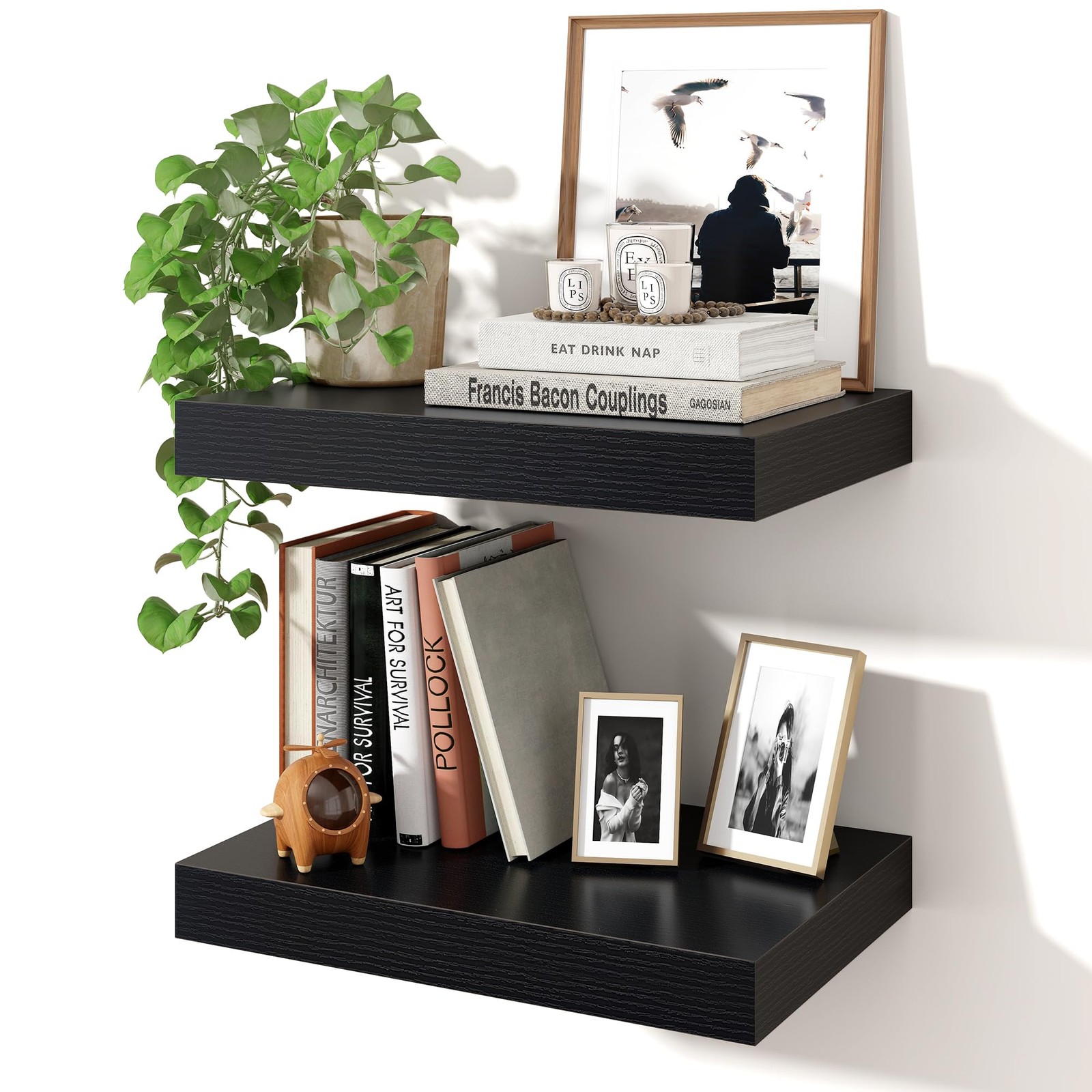 16Inch Floating Shelves for Wall, 2 Pack Shelves for Bedroom, Bathroom, Kitch…