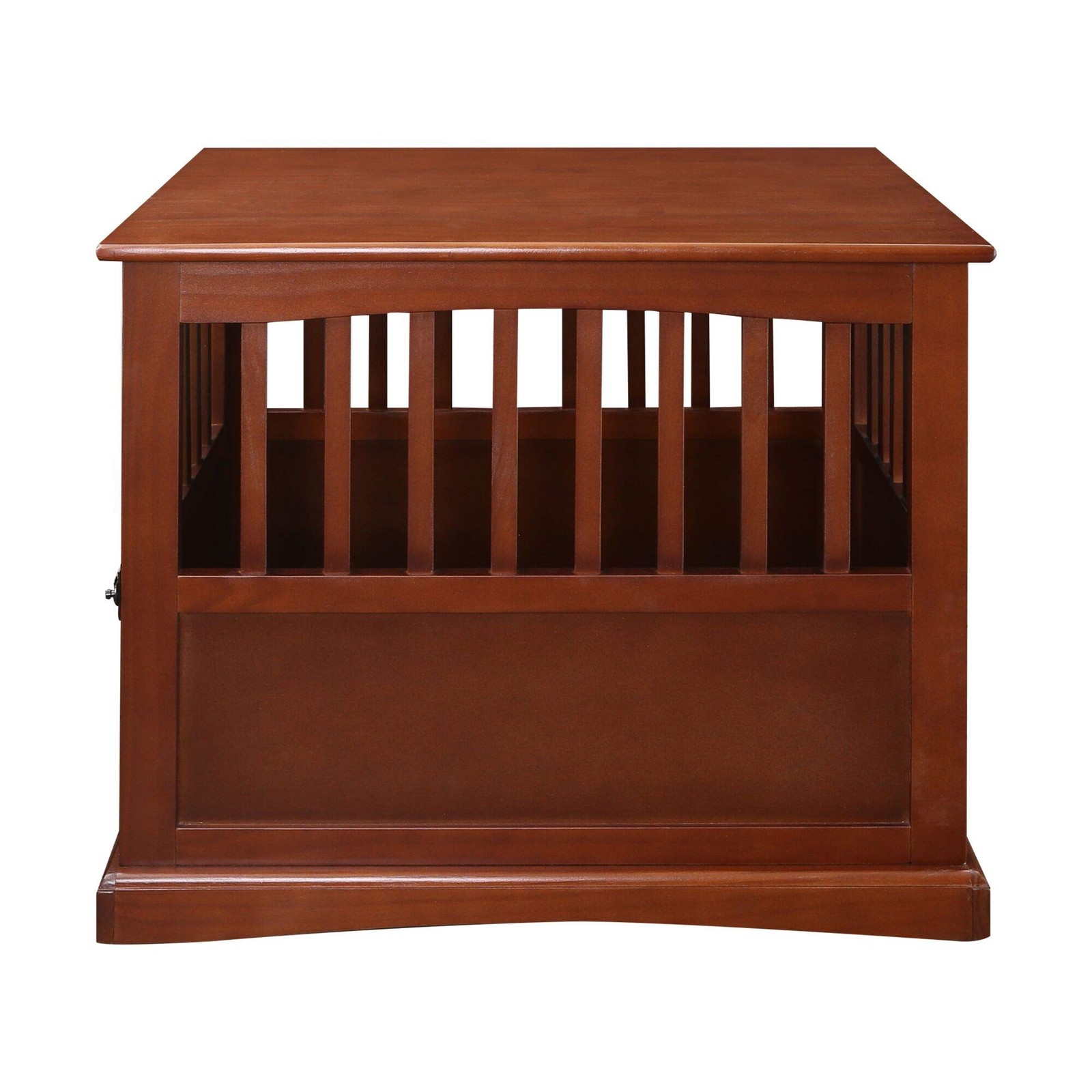 Walnut Solid Wood Pet Crate End Table with Lockable Gate 27.5L x 20W x 24H