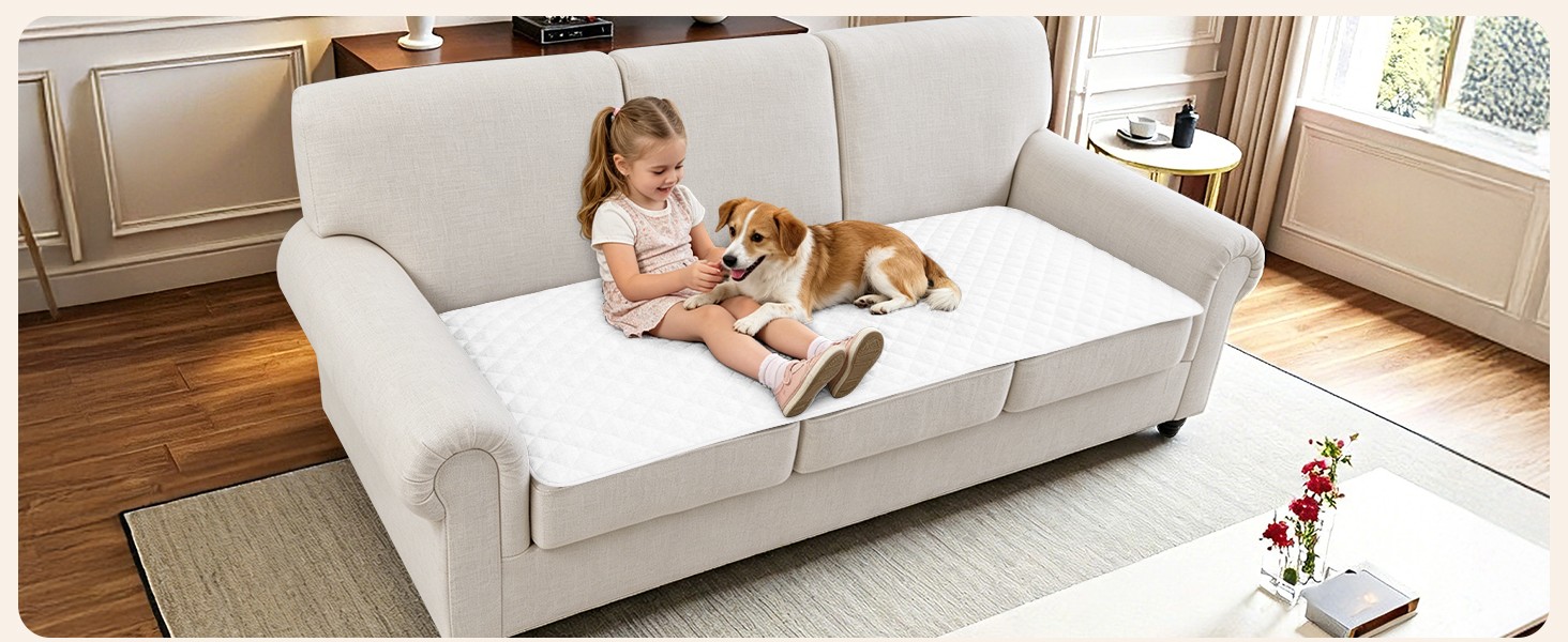 Dog Couch Cover for Sofa 100% Waterproof Faux Linen Sofa Covers for 3 Cushion