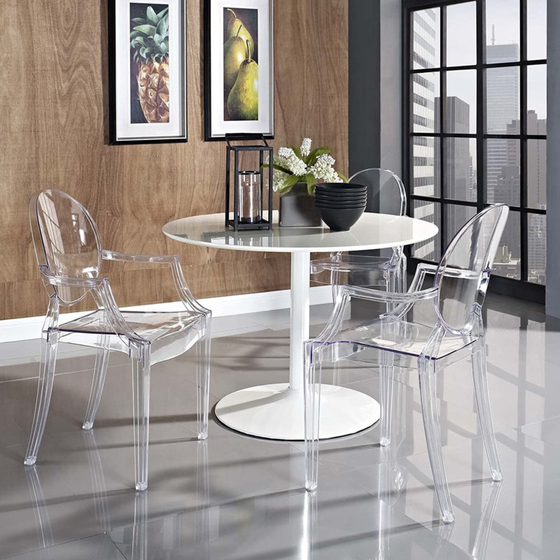 Modway Casper Modern Acrylic Stacking Kitchen and Dining Room Arm Chair Clear