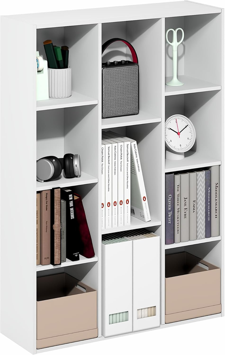 LUDER Book Shelf, 11-Cube Bookshelf, Reversible Bookcase, 9.4 X 29.1 X 41.7, Eas