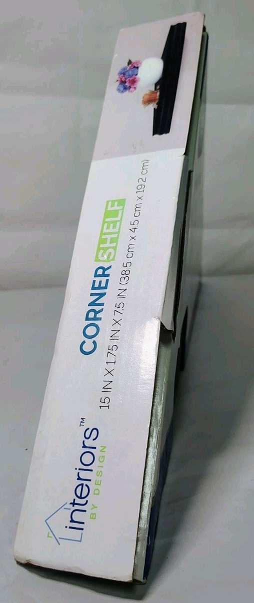 NEW Interiors By Design Black Corner Shelves 15in x 1.75in x 7.5in Plastic