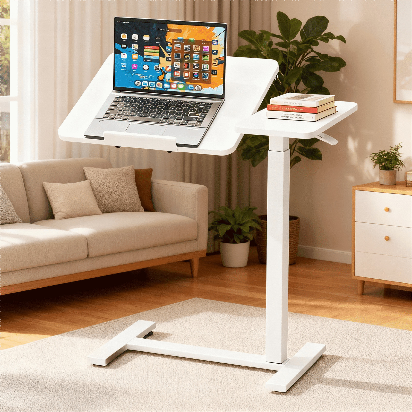 CONCETTA Overbed Table with Wheels Mobile Standing Desk, Adjustable height