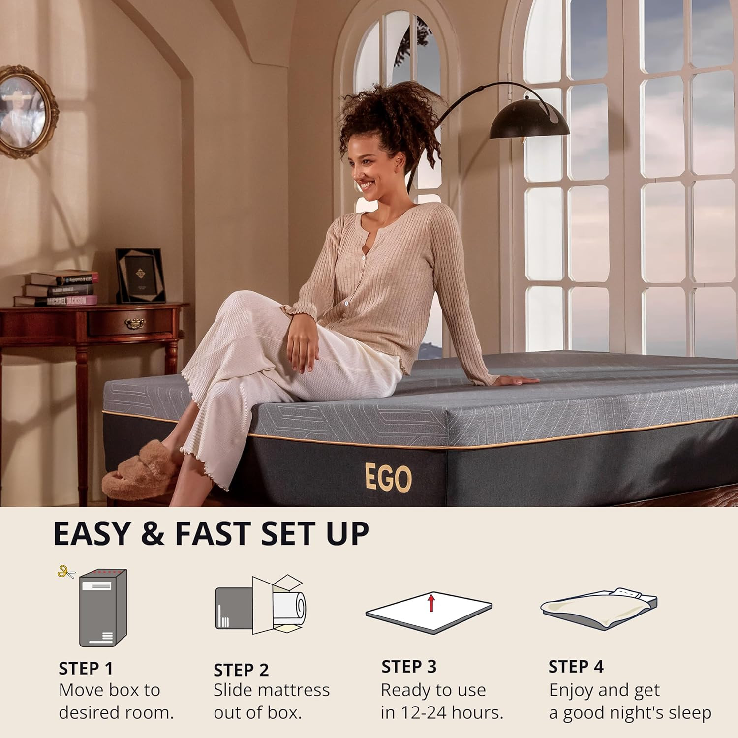 MLILY EGOHOME 12 Inch Queen Memory Foam Mattress for Back Pain, Cooling Copper G