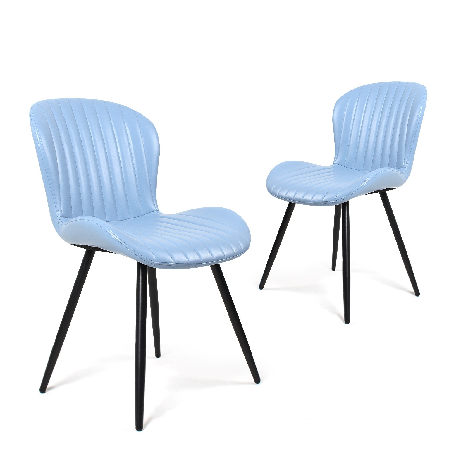 Modern Leather Dining Chairs Set of 2, Blue, 20″W, 400 lb Capacity