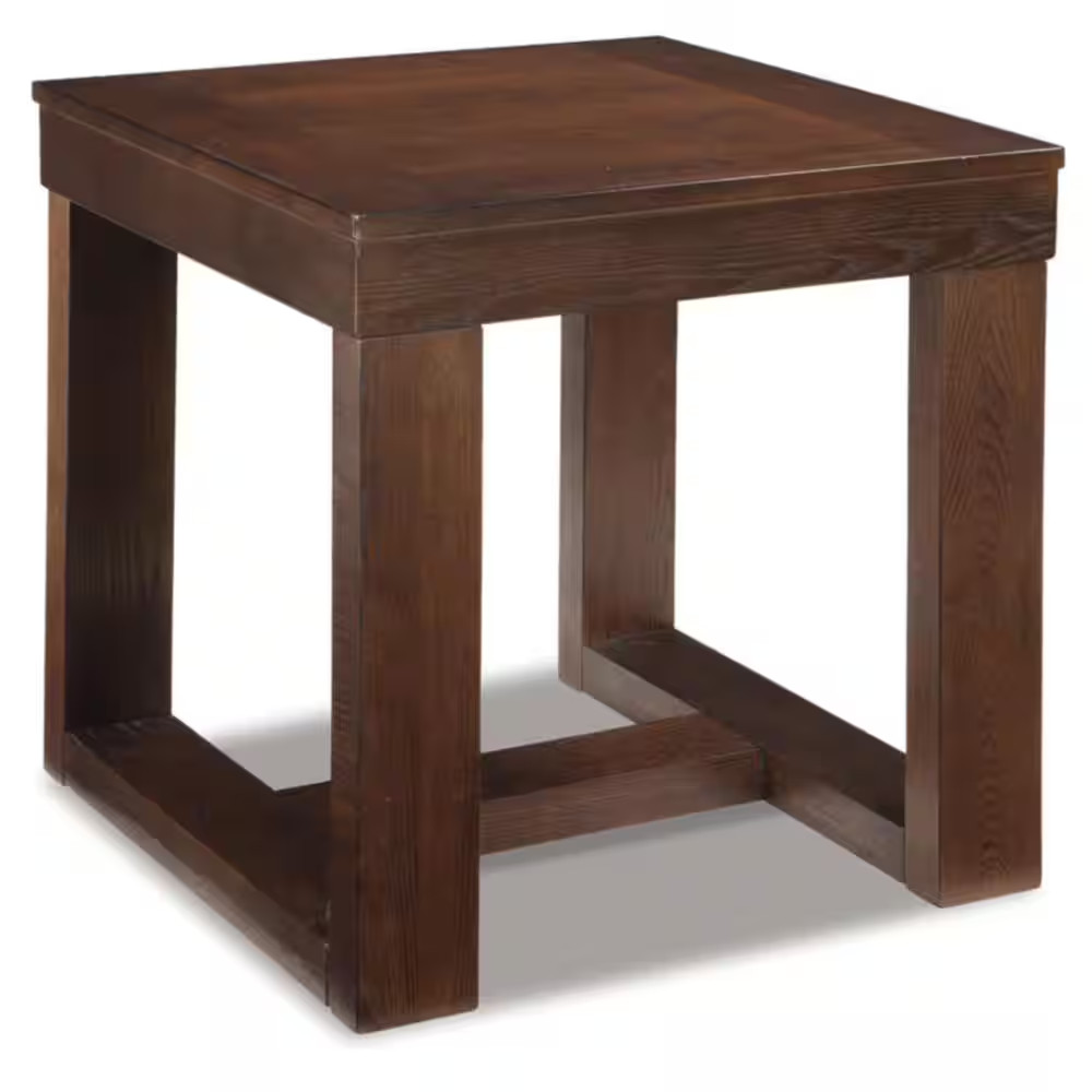 Watson 24.13 In. Dark Brown Square Wood End Table with Trestle Base