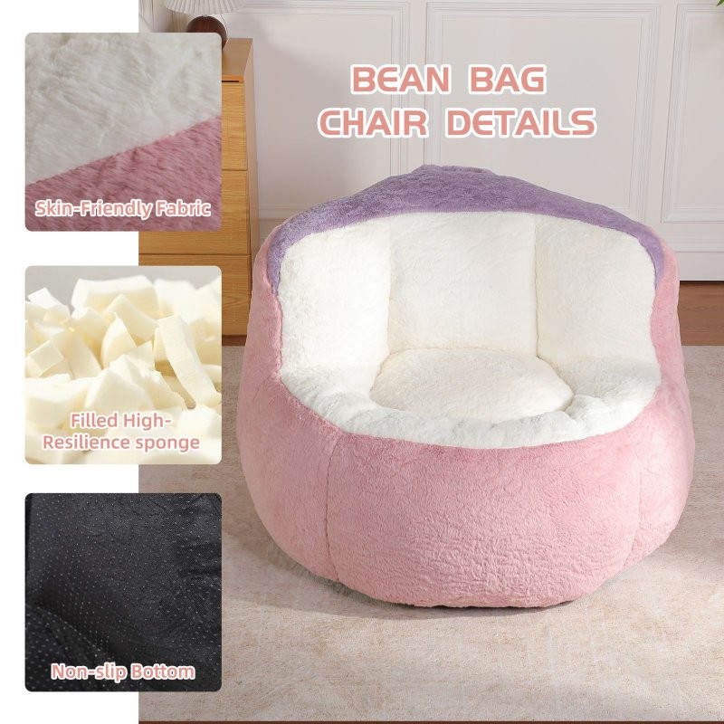 Oversized Multicolor Bean Bag Chairs Sofa Faux Fur Couches Filled Skin-Friendly