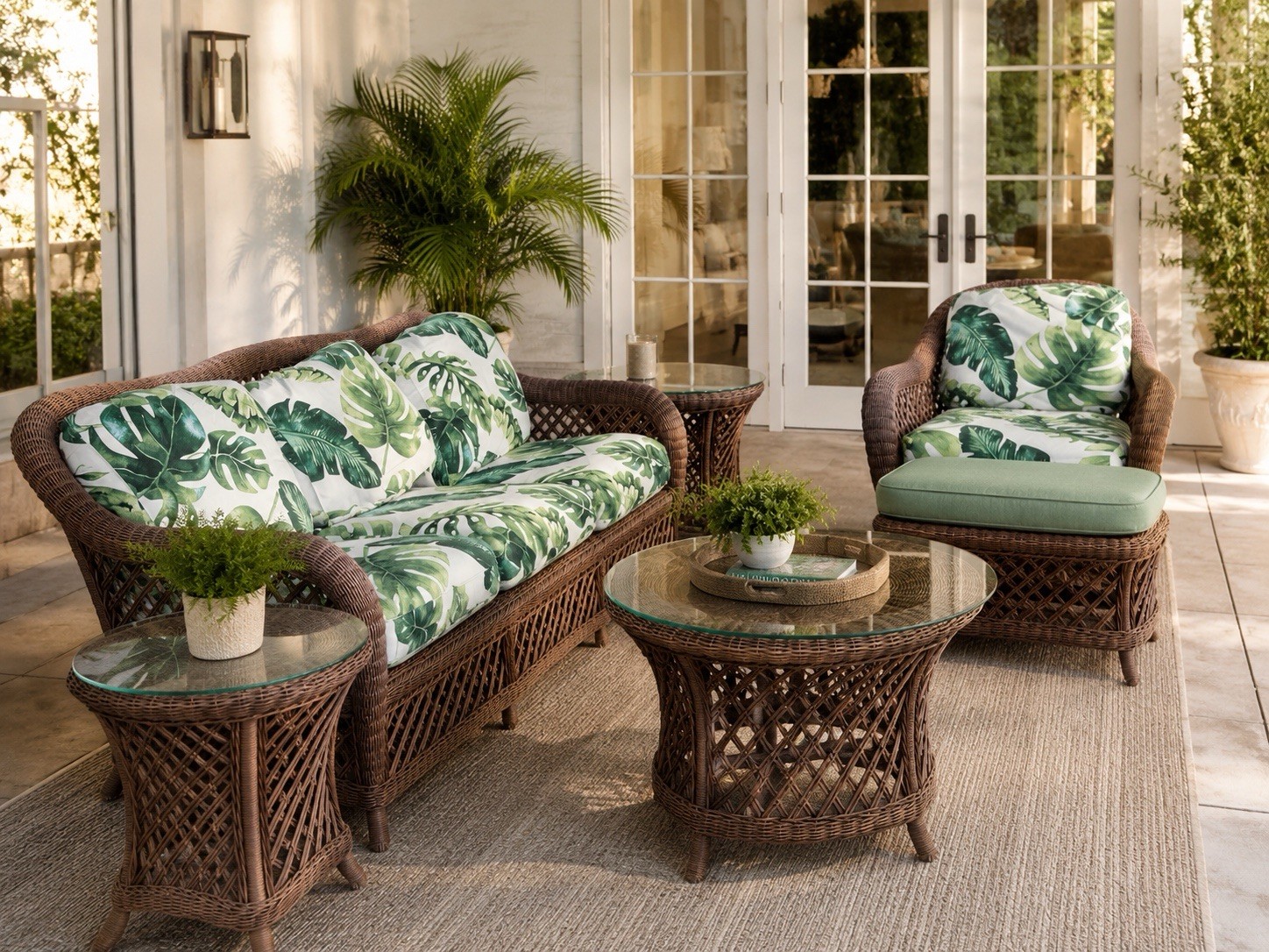 💙Henry Link Wicker Rattan Vintage Palm Springs Coastal Chair Couch Tables