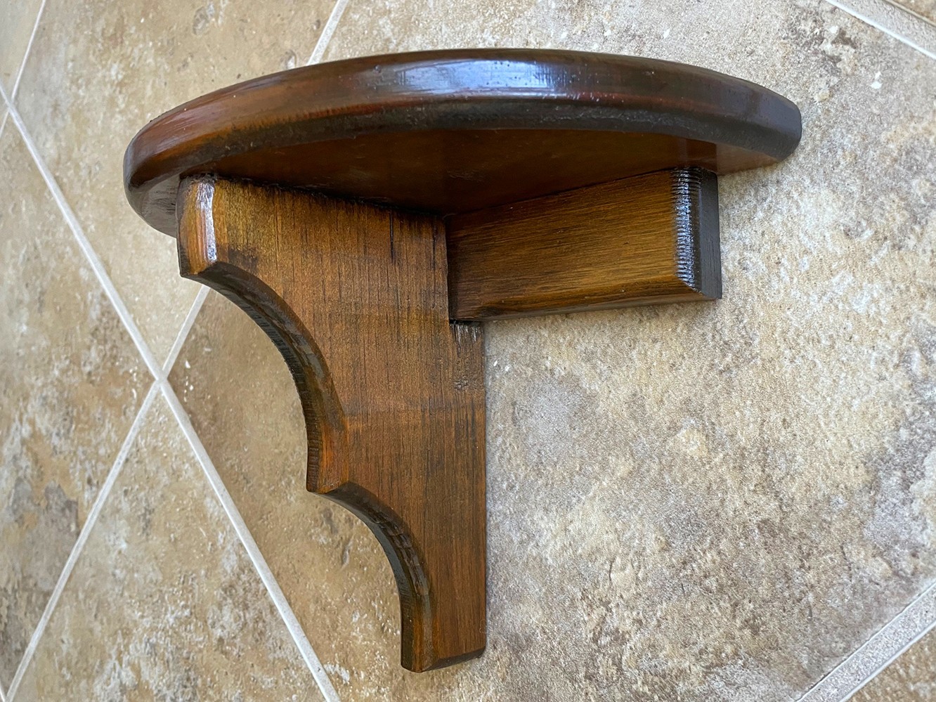 Vintage Farmhouse Cottage Handmade Wall Shelf Wood Walnut Stain 9.75 x 5 x 7.25″