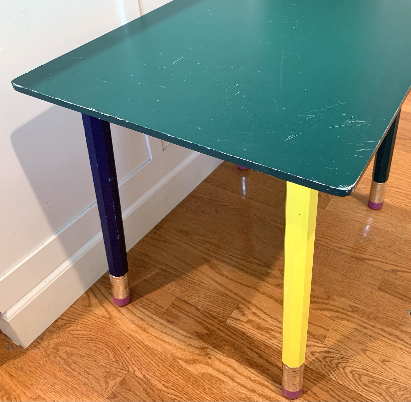 RARE! Vintage 1980s Pierre Sala Pencil Table Desk Multicolor 23.5”x18”x19.5”