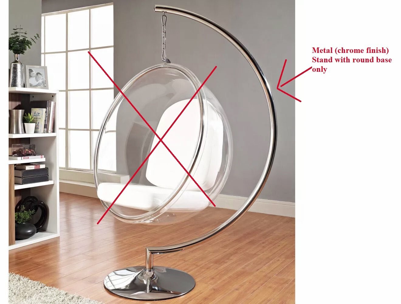 Bubble hanging chair metal chrome STAND/BAR AND BASE ONLY