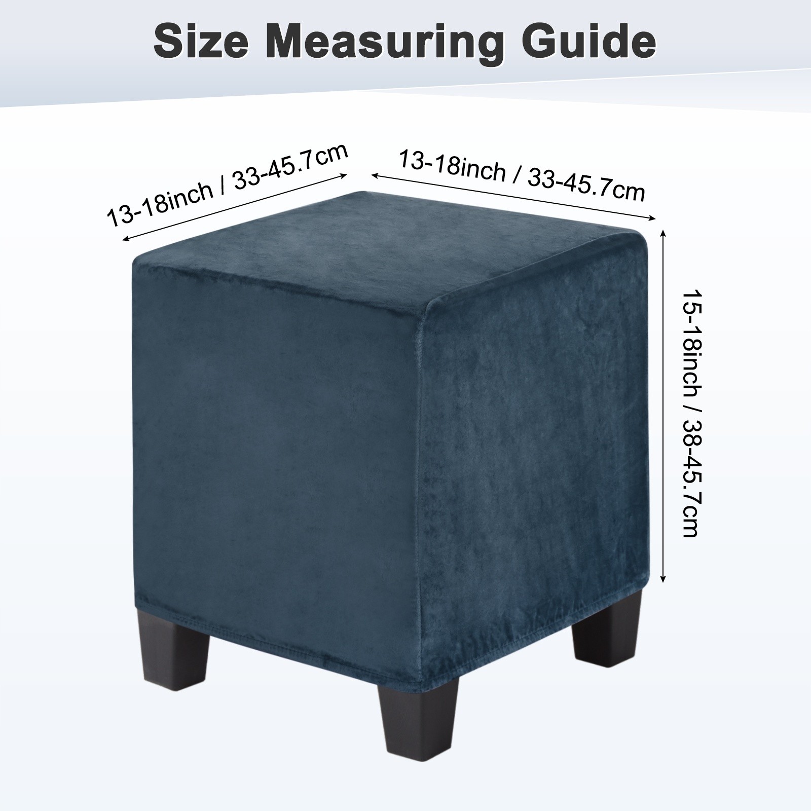 1-Pack 13″x13″x15″ Stretch Square Ottoman covers Footstool Protector Navy