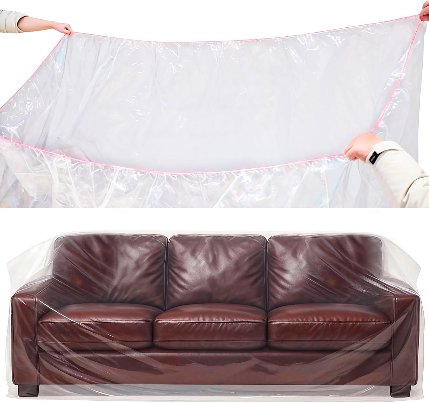 Plastic Couch Cover Furniture Cover with Elastic Band, Clear Cover Sofa