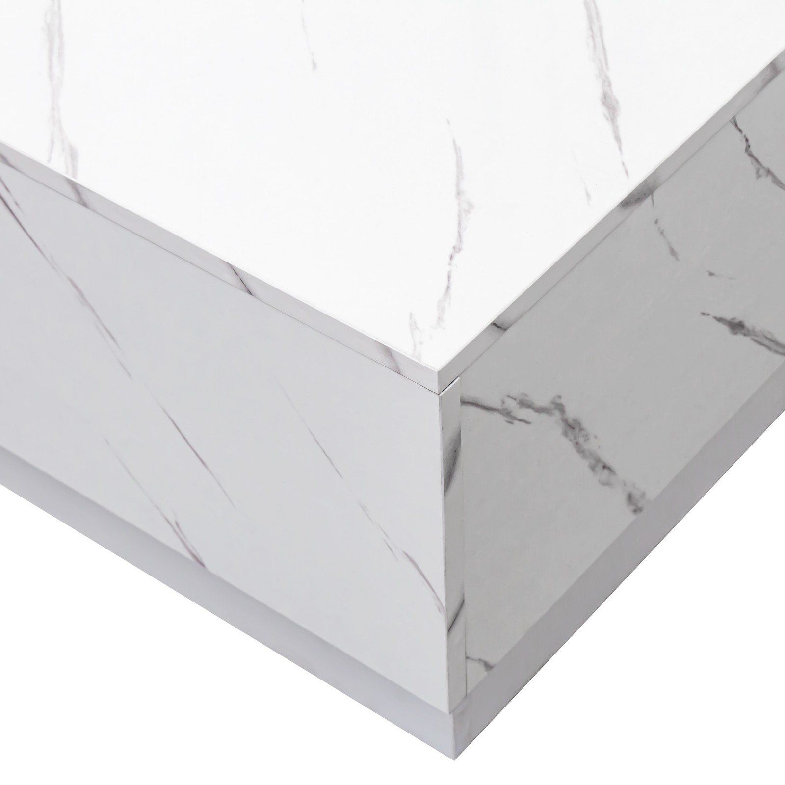 Extendable Coffee Table with Sliding Top & Hidden Storage, White