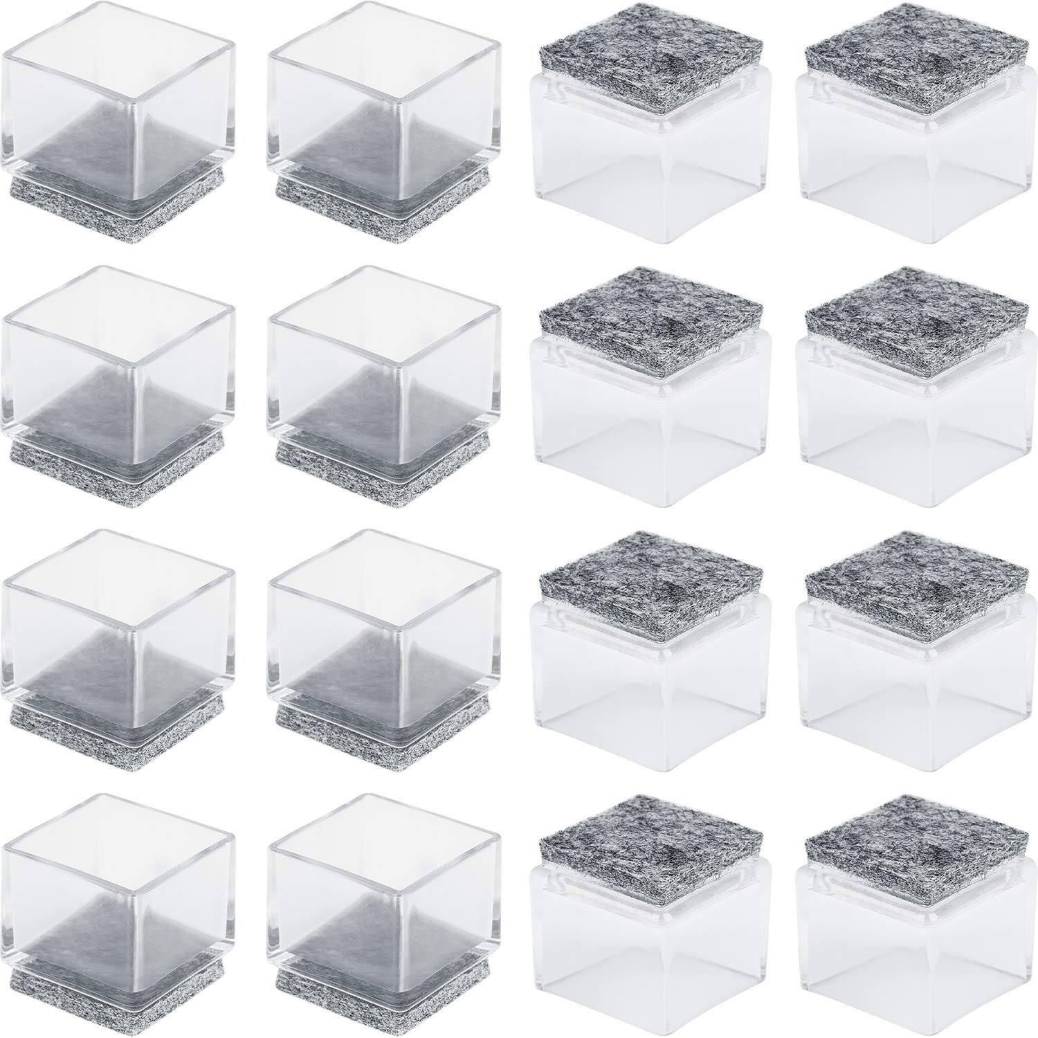 1”x1″ Square Chair Leg Floor Protectors with Felt Pads 1inch 1 in Square Tab…