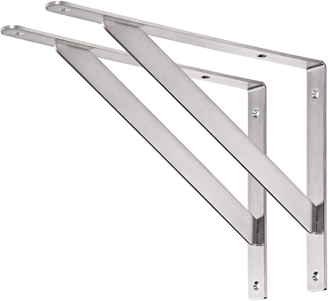 14″ Stainless Steel Shelf Bracket, Max Load: 550Lb Heavy Duty Solid Shelf Suppor
