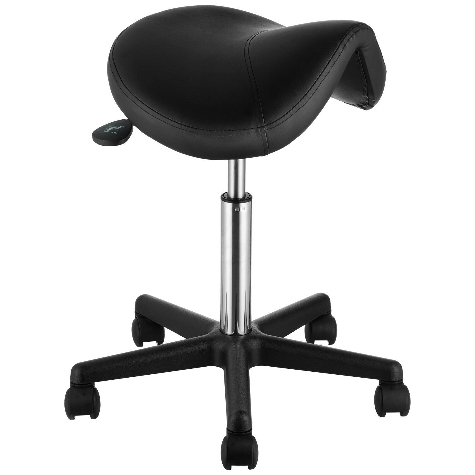 Lab Saddle Stool 400lb Load Heavy Duty Construction Black PU Seat